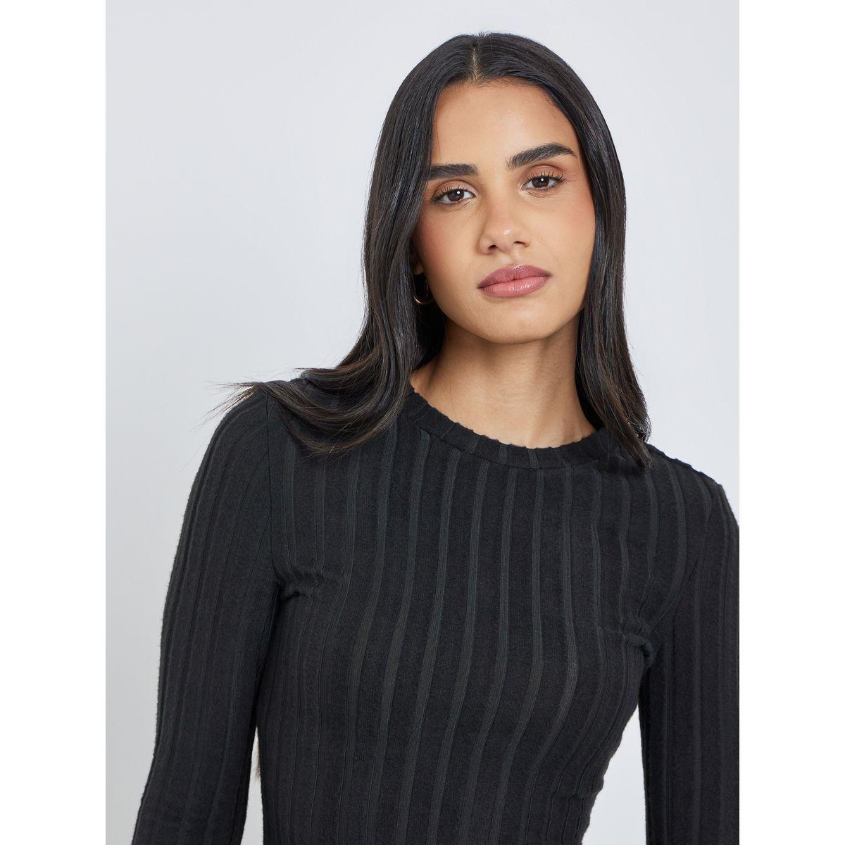 Styli Textured Flared Long Sleeve Knit Top-women-clothing-tshirts-image-4