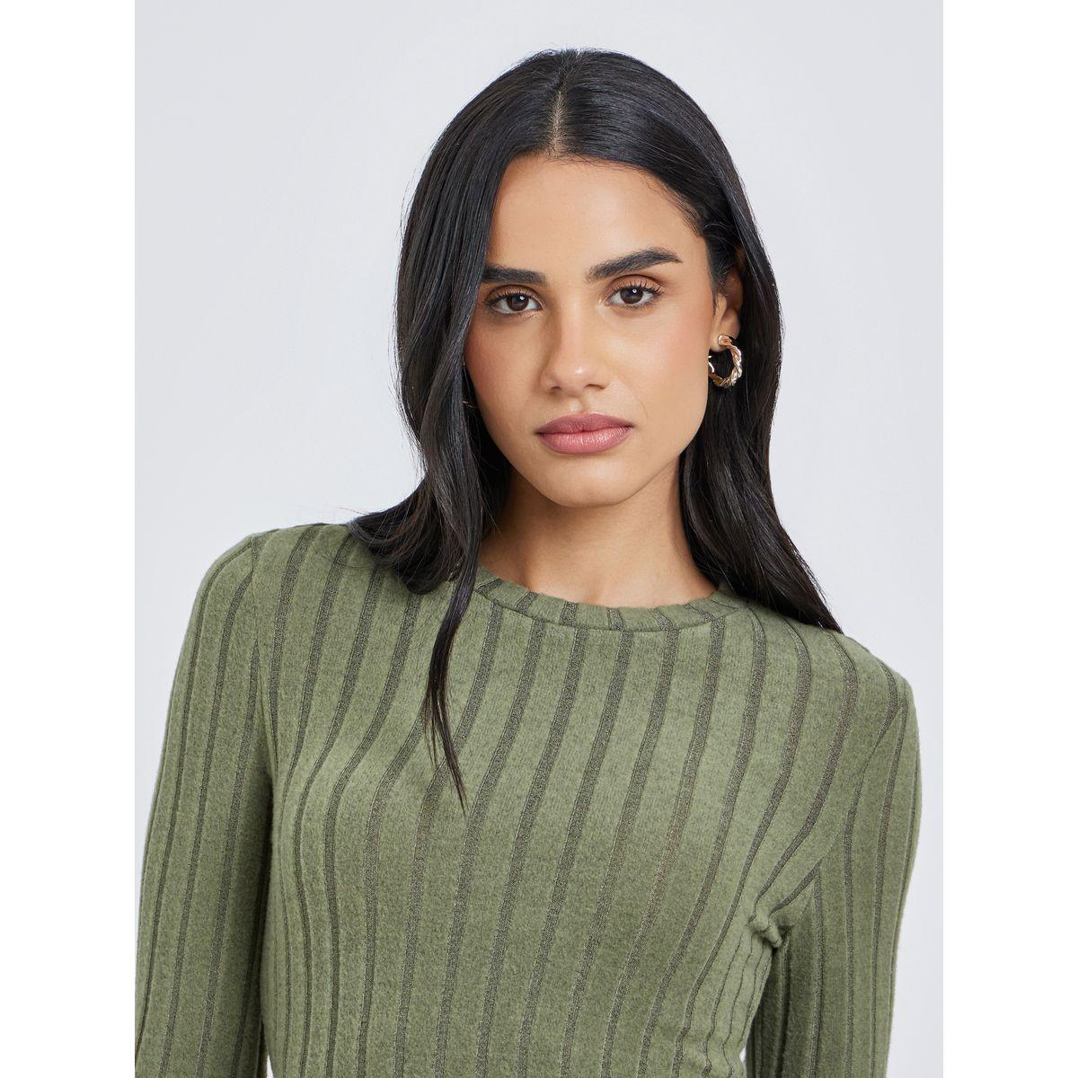Styli Textured Flared Long Sleeve Knit Top-women-clothing-tshirts-image-4