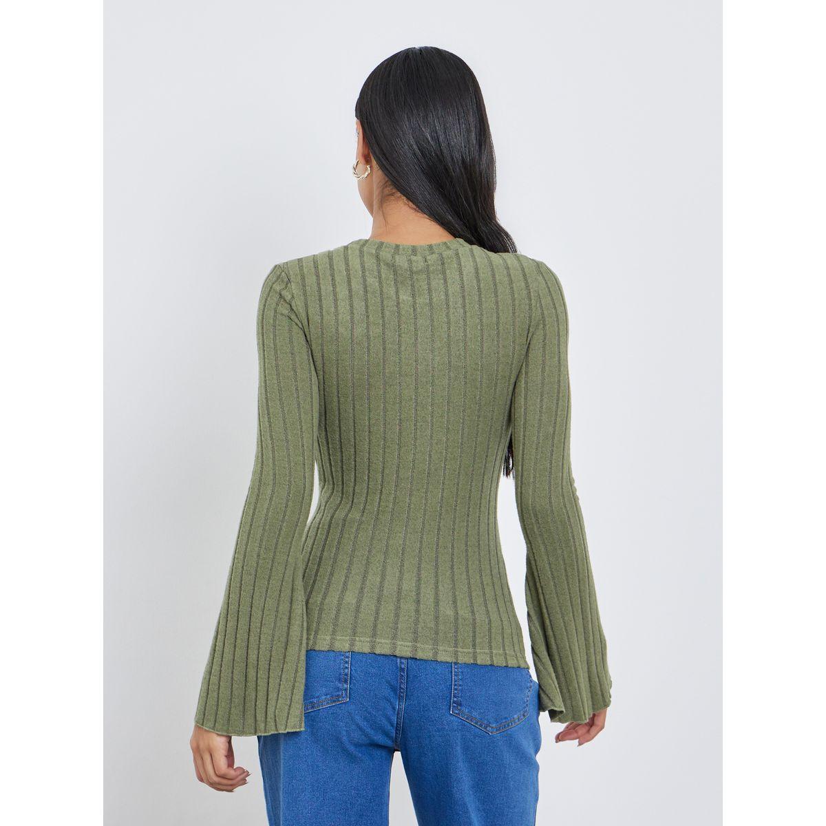 بلوزة محبوكة بتفاصيل بارزة الملمس-women-clothing-tshirts-image-5