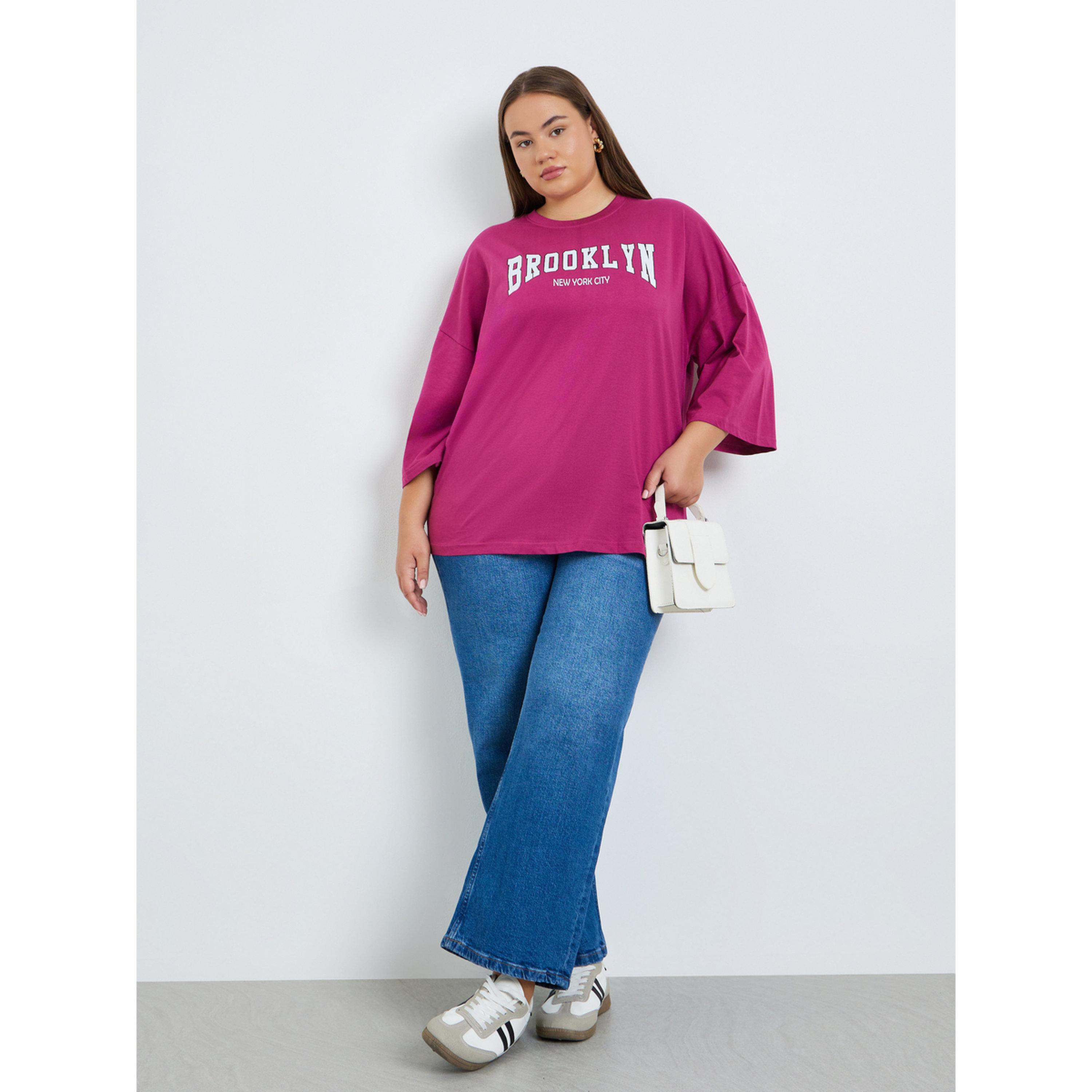 Styli Women Plus Size Purple Graphic T-Shirt-women-clothing-tshirts-image-2