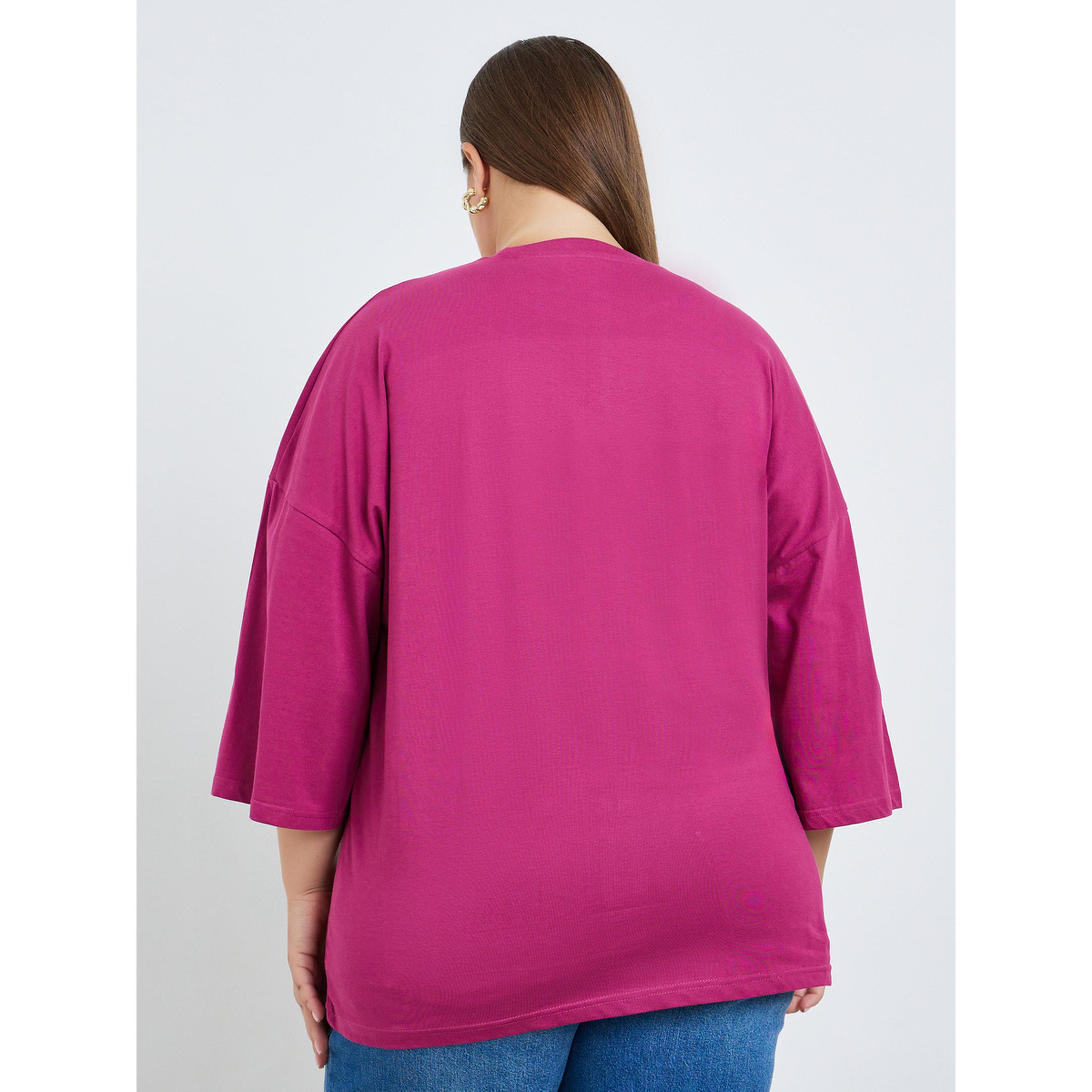 تيشيرت بمقاس كبير وطبعة كتابة جرافيك-women-clothing-tshirts-image-4
