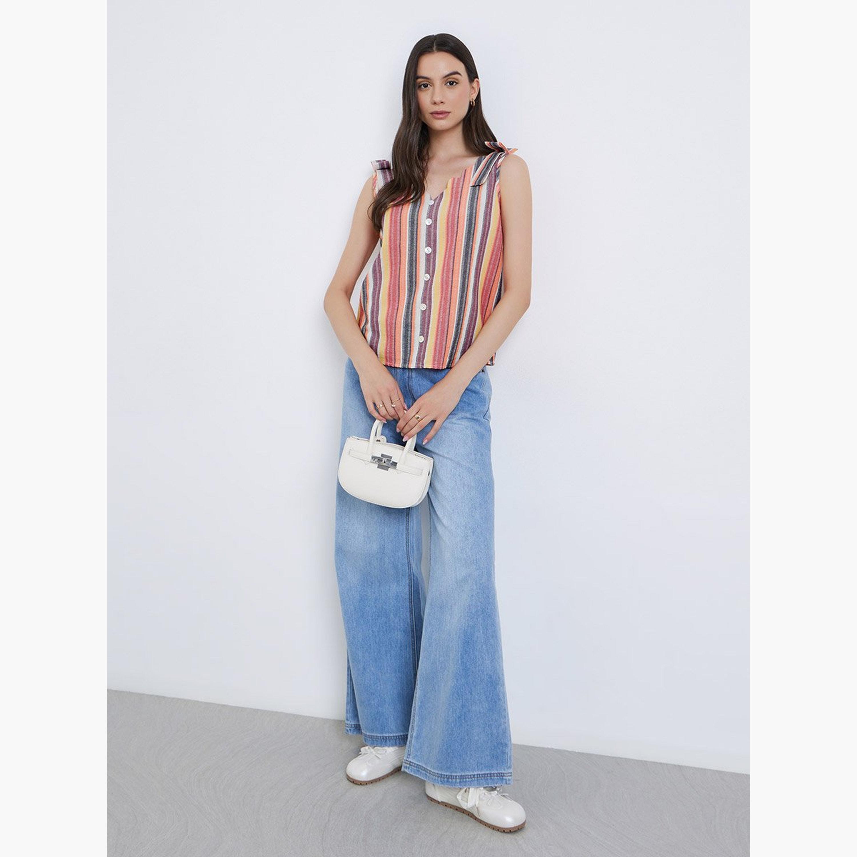 Take Two Striped V-Neck Buttoned Strappy Top-women-clothing-shirtsandblouses-blouses-image-2