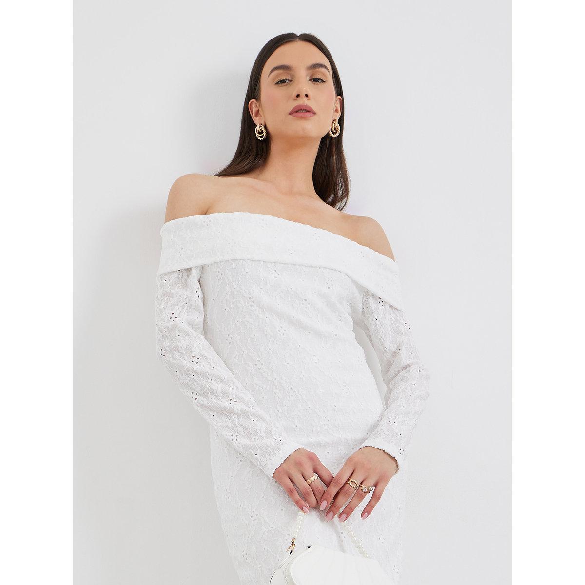 Styli Schiffli Off Shoulder Bodycon Maxi Dress-women-clothing-dresses-image-1