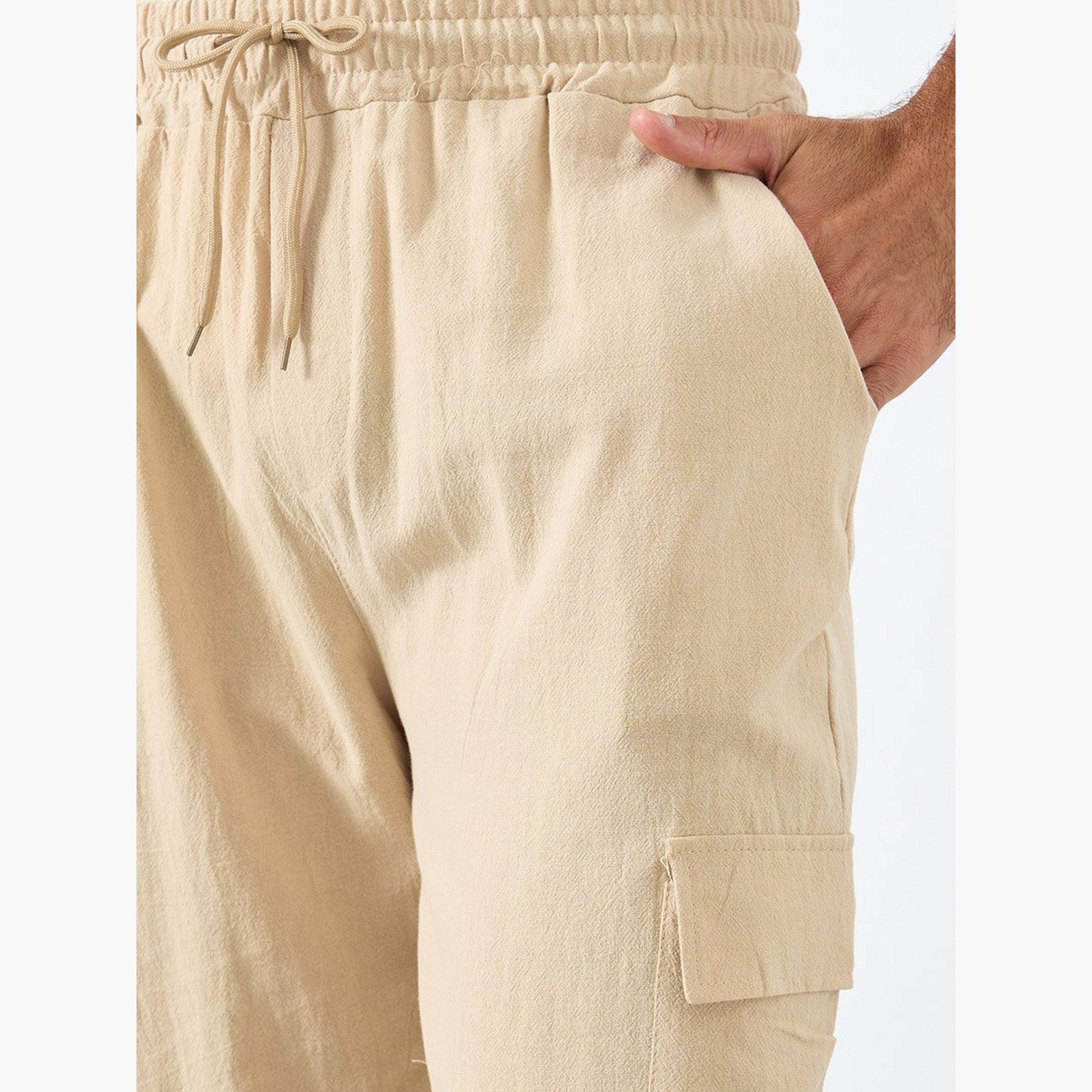 Styli Men Linen Blend Straight Leg Plain Trousers-men-clothing-bottoms-joggers-image-3
