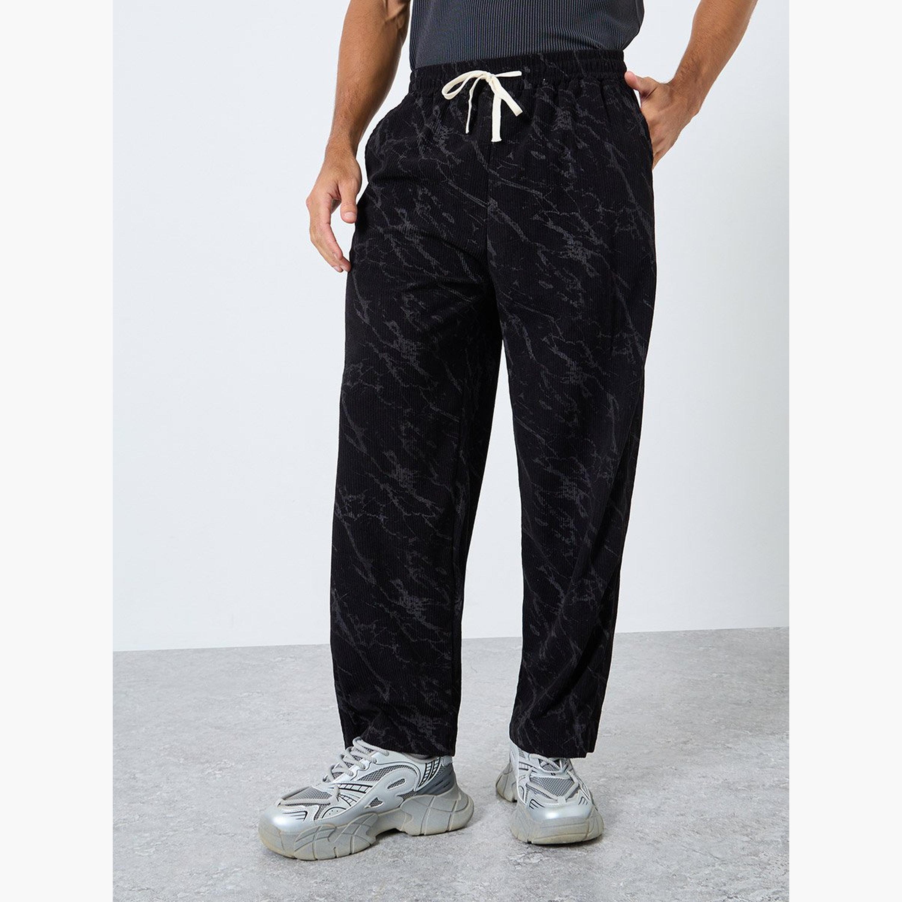 Styli Men Wide Leg Baggy Pants with Drawcord Waist-men-clothing-bottoms-joggers-image-1