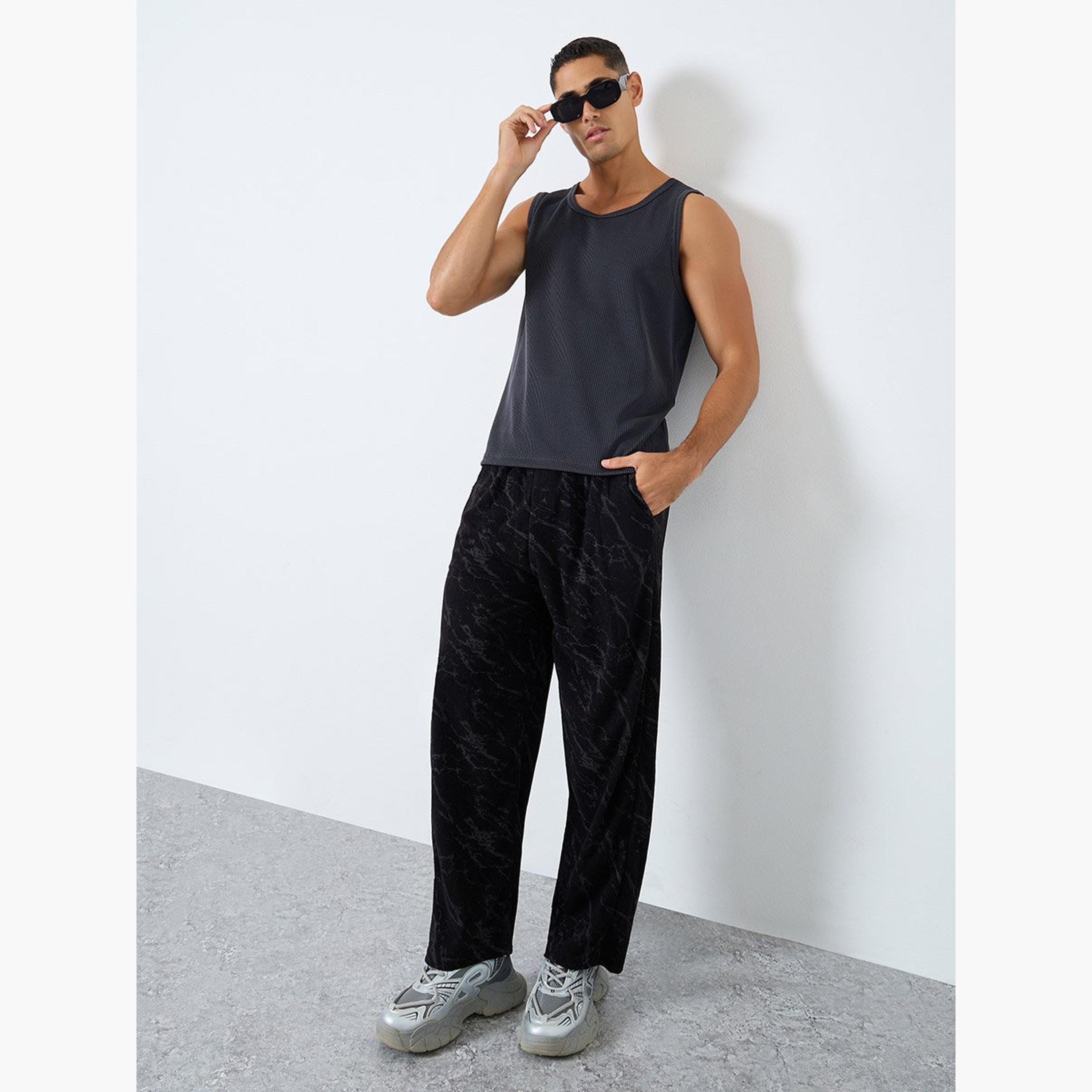 Styli Men Wide Leg Baggy Pants with Drawcord Waist-men-clothing-bottoms-joggers-image-2
