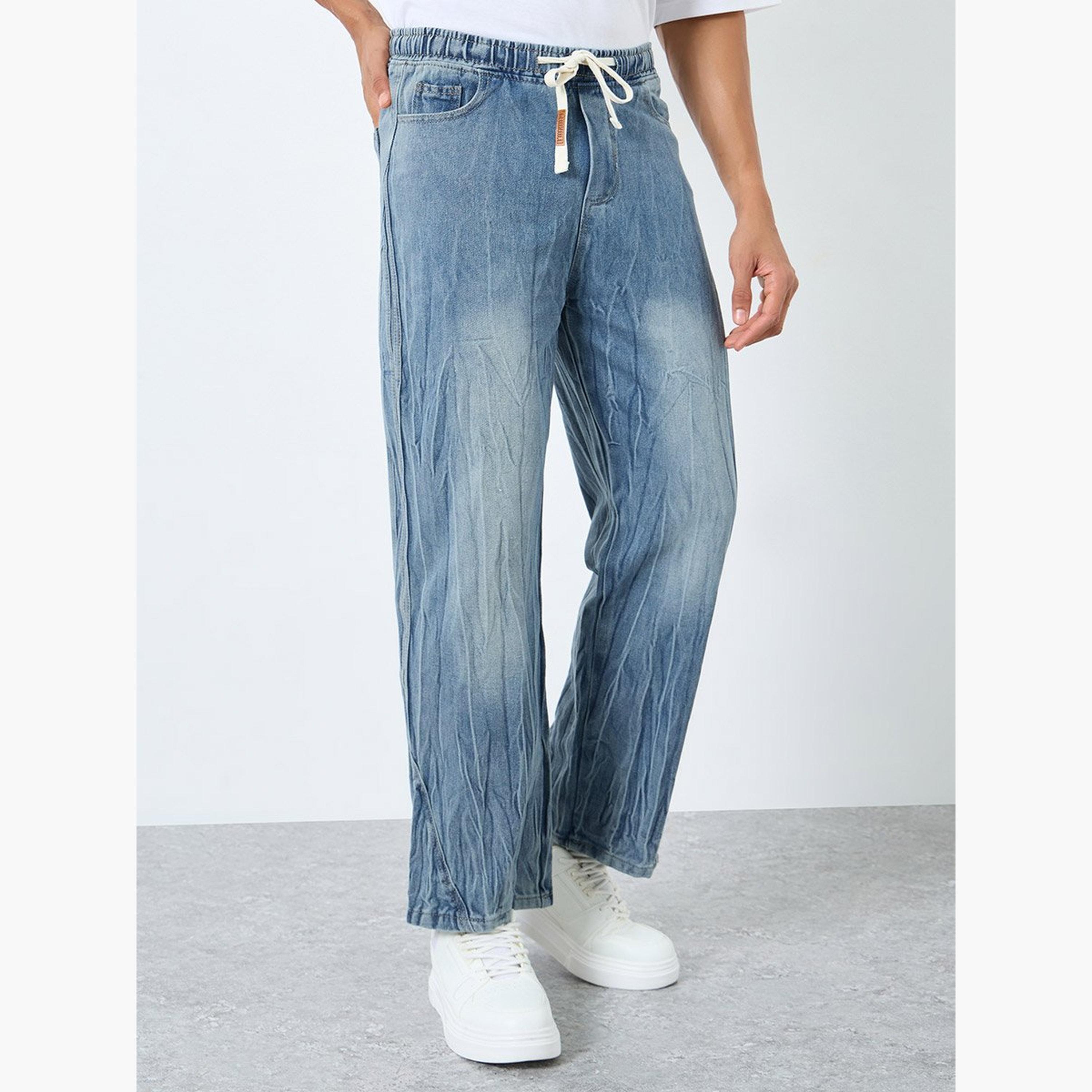 Styli Men Relaxed Fit Jeans with Drawcord Waist-men-clothing-bottoms-jeans-image-1