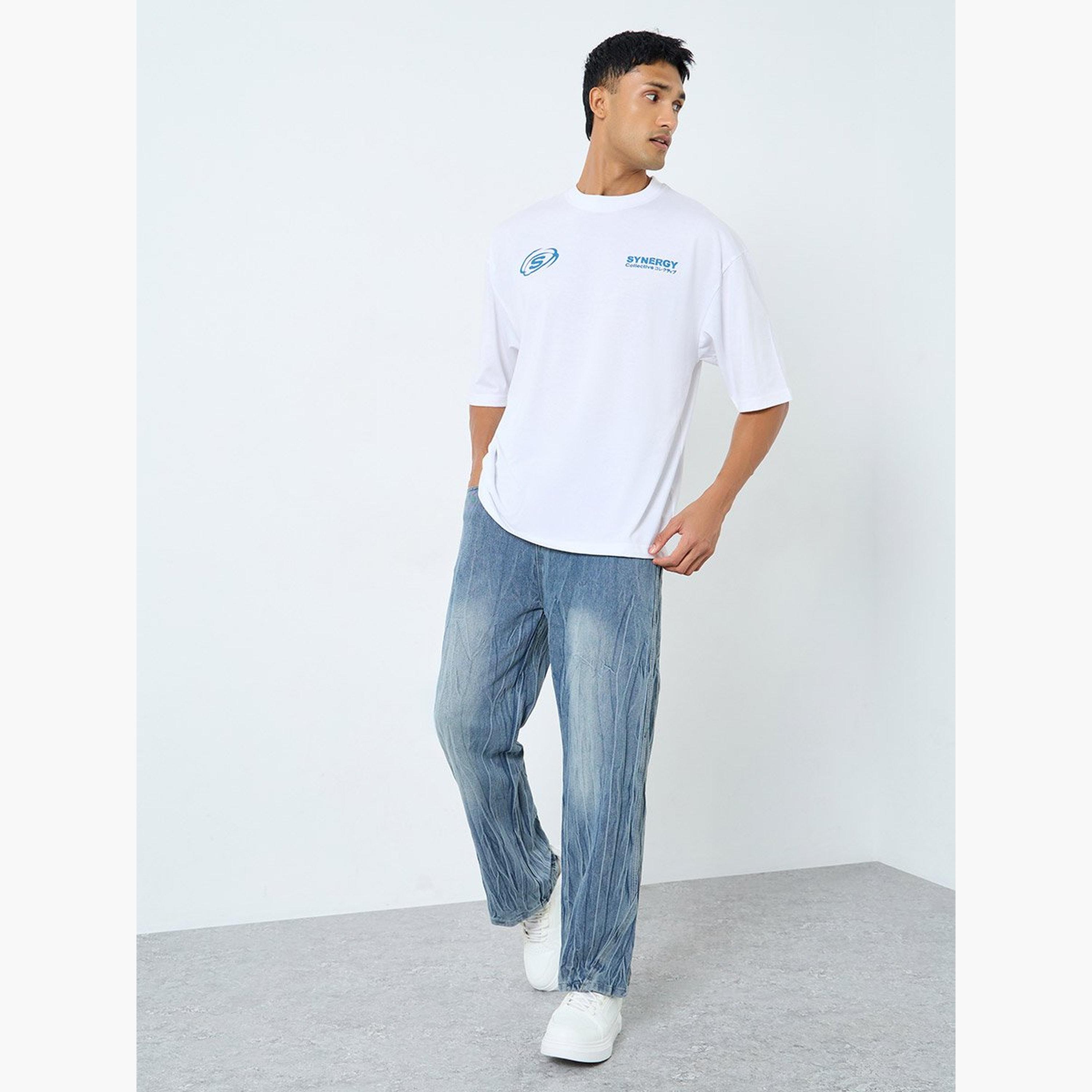 Styli Men Relaxed Fit Jeans with Drawcord Waist-men-clothing-bottoms-jeans-image-2