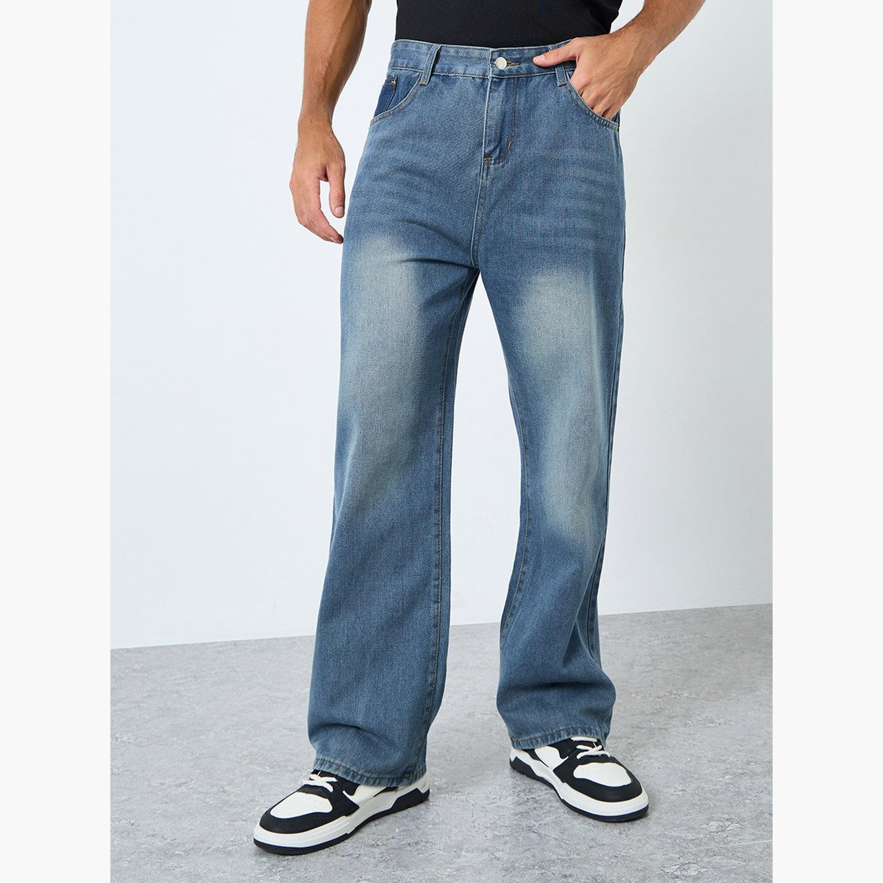 Styli Men Mid Rise Faded Straight Fit Jeans-men-clothing-bottoms-jeans-image-1