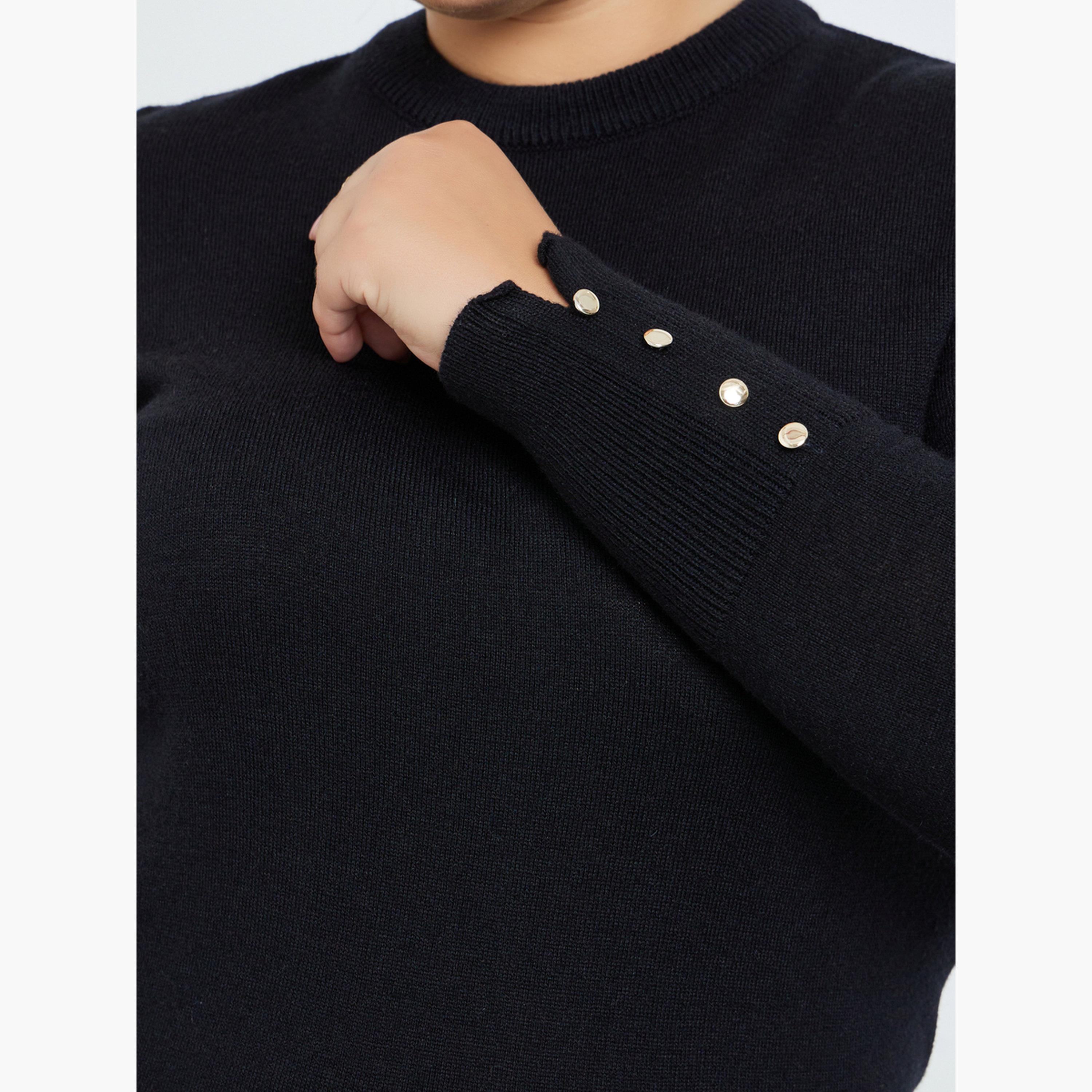 ستايلي - سترة سوداء بتفاصيل أزرار مقاس كبير للنساء-women-clothing-jumpsuits-image-4