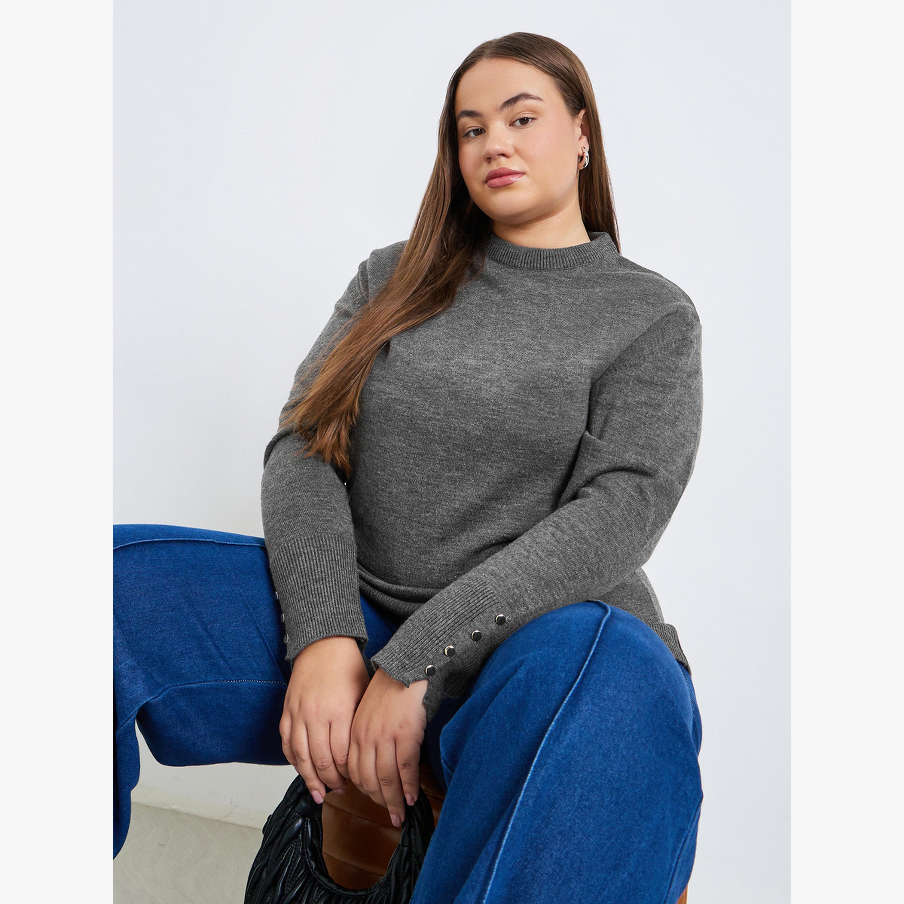 Styli Women Plus Size Slim Fit Knit Sweater-women-clothing-cardigansandjumpers-jumpers-image-3
