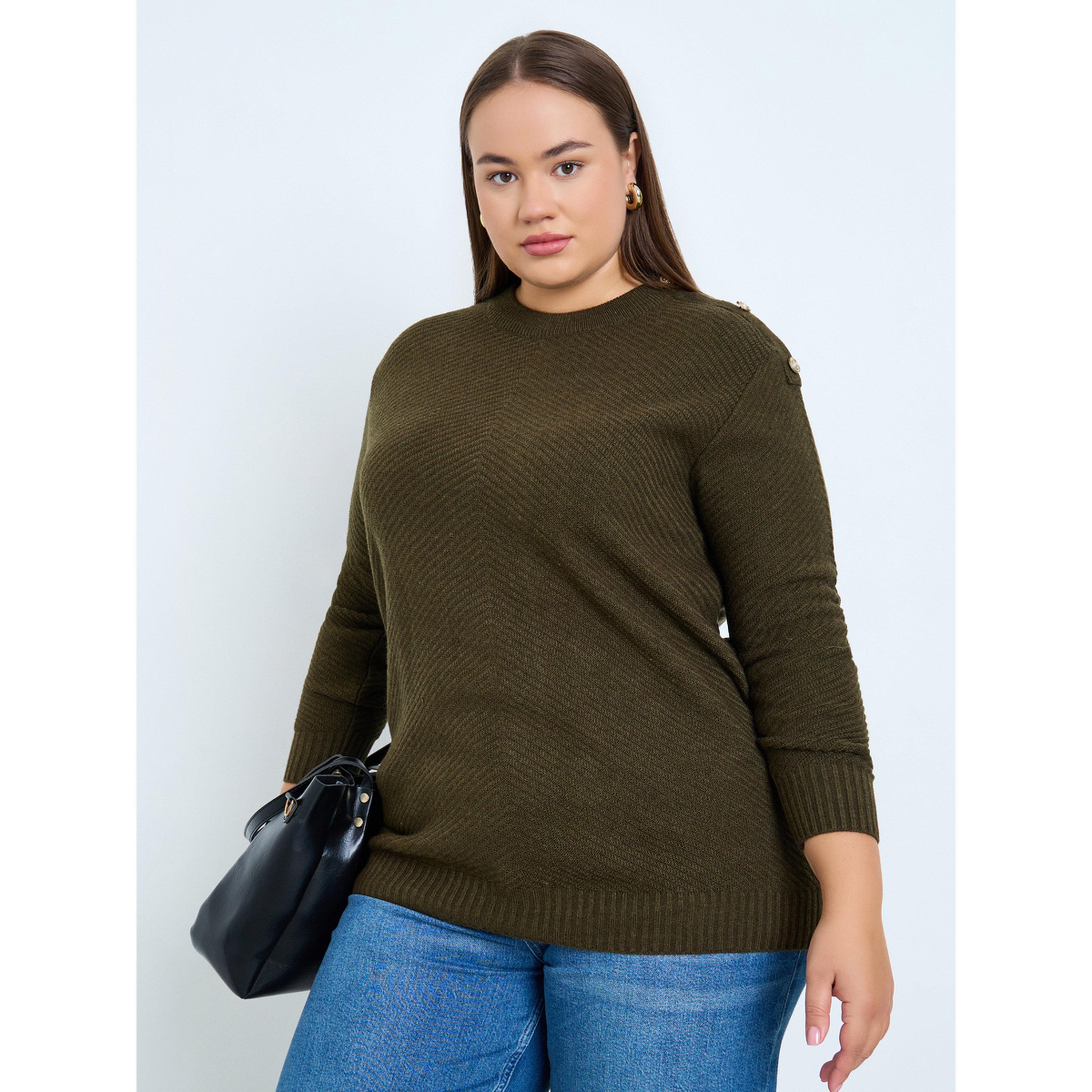 سويتر محبوك بقصة عادية ومقاس كبير بتفاصيل أزرار-women-clothing-cardigansandjumpers-jumpers-image-4