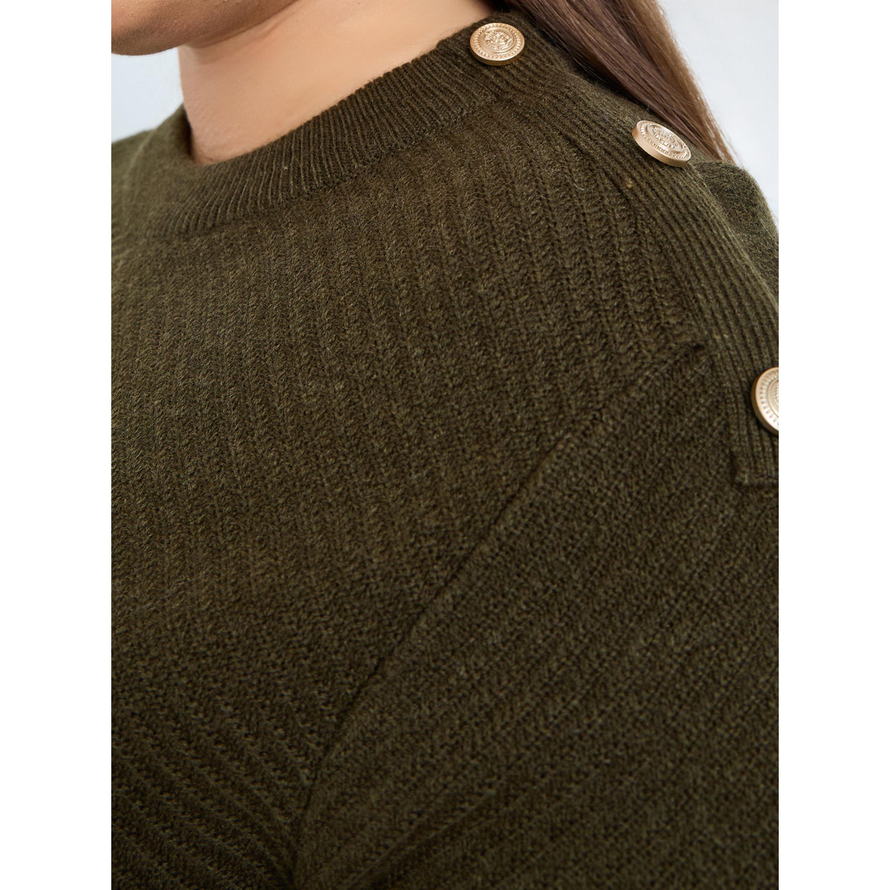سويتر محبوك بقصة عادية ومقاس كبير بتفاصيل أزرار-women-clothing-cardigansandjumpers-jumpers-image-2