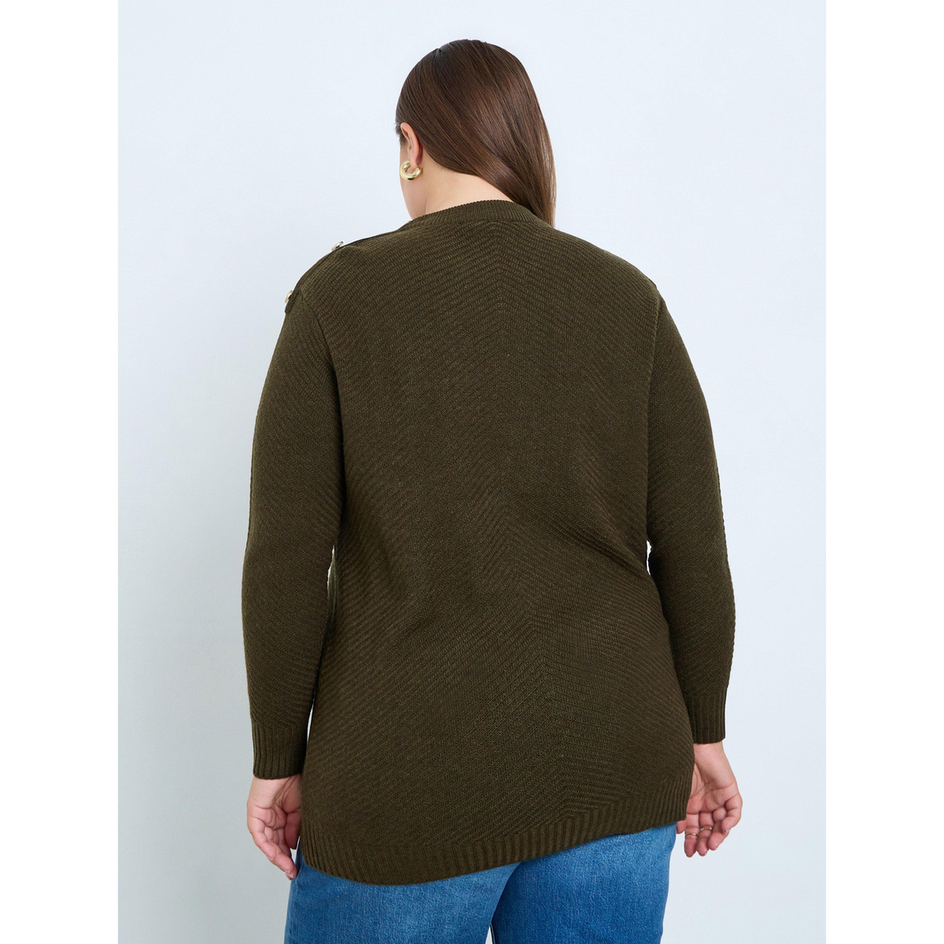سويتر محبوك بقصة عادية ومقاس كبير بتفاصيل أزرار-women-clothing-cardigansandjumpers-jumpers-image-4