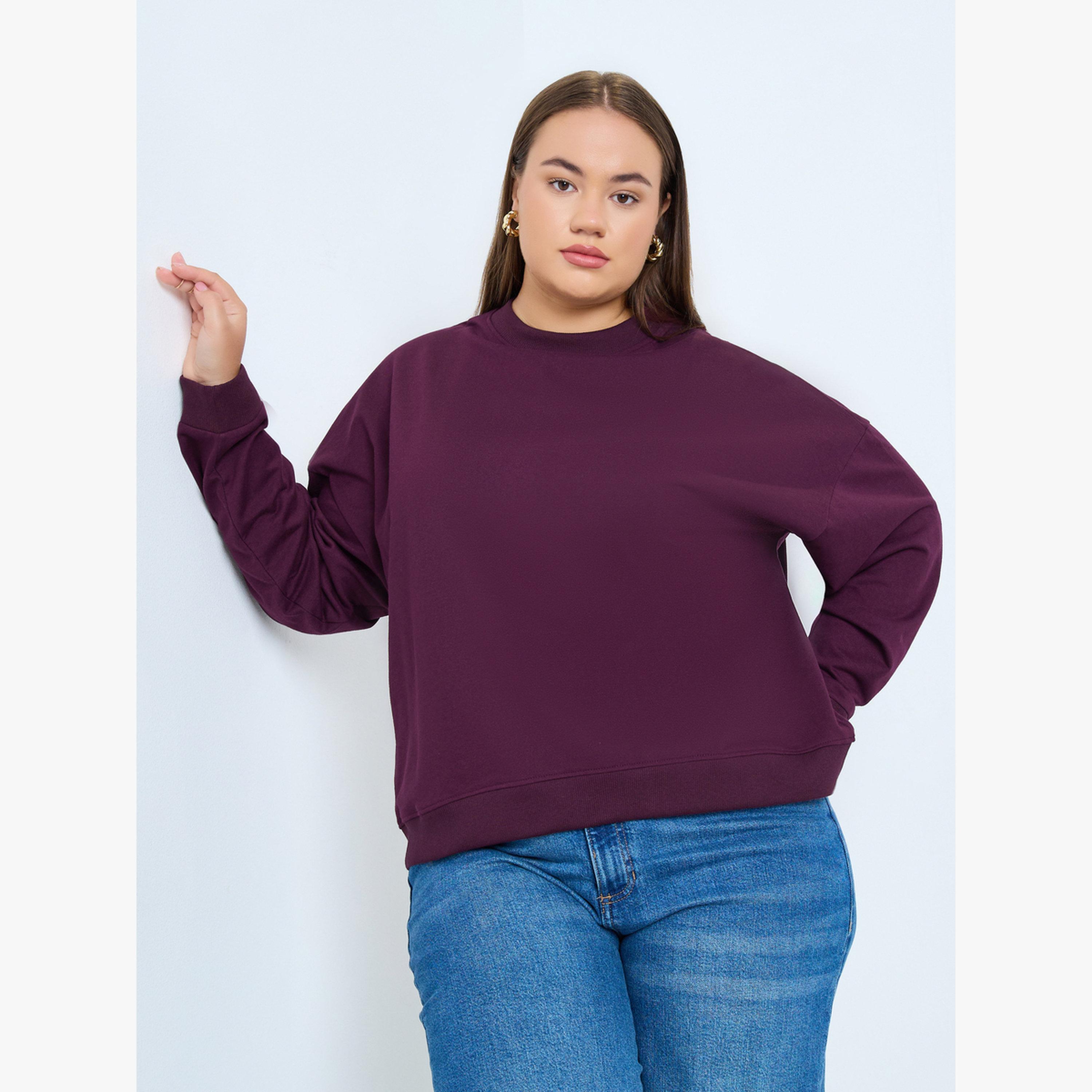Styli Plus Size Regular Fit Cotton Blend Sweatshirt-women-clothing-hoodiesandsweatshirts-sweatshirts-image-1