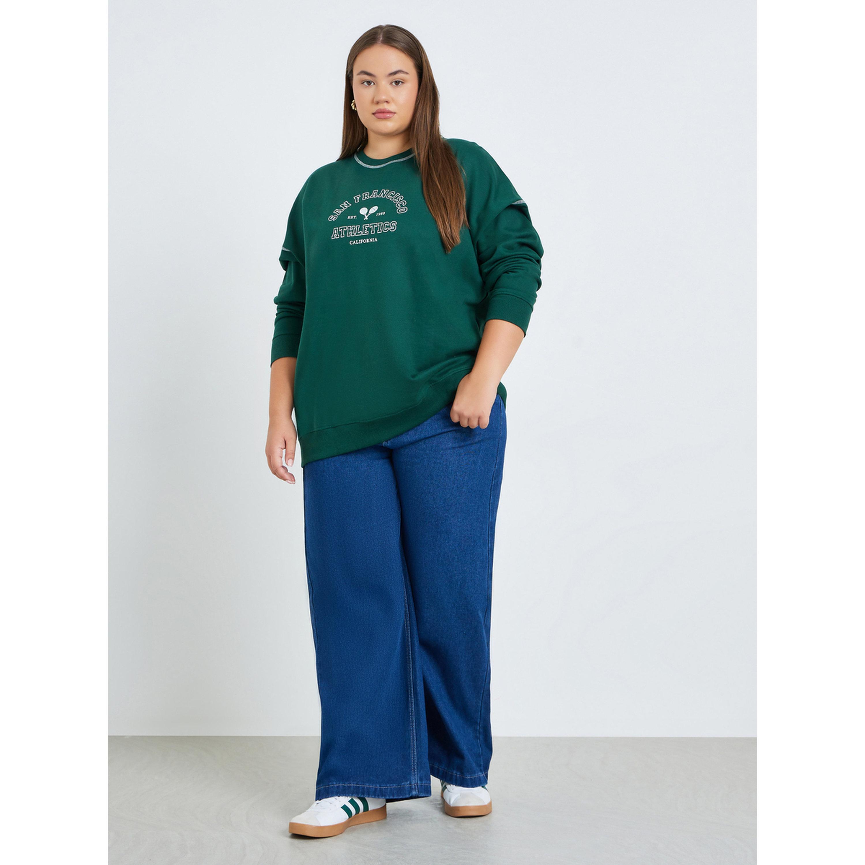 سويت شيرت واسع بمقاس كبير وطبعة كتابة-women-winterwear-hoodiesandsweatshirts-sweatshirts-image-2