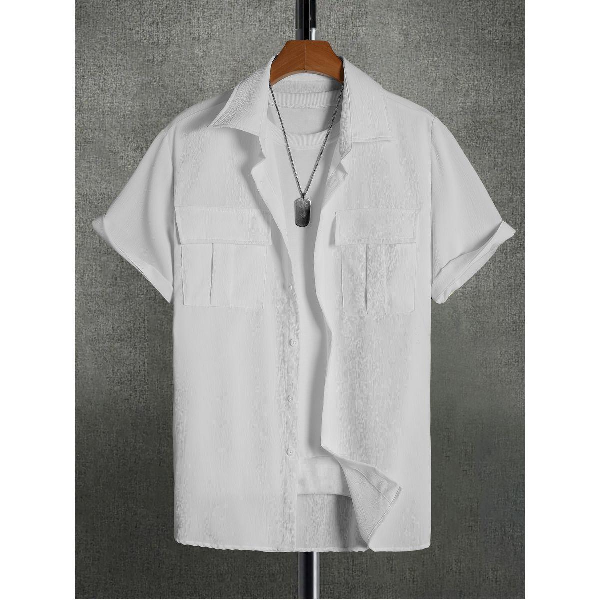 قميص بتفاصيل بارزة الملمس وقصة عادية-men-clothing-shirts-image-1