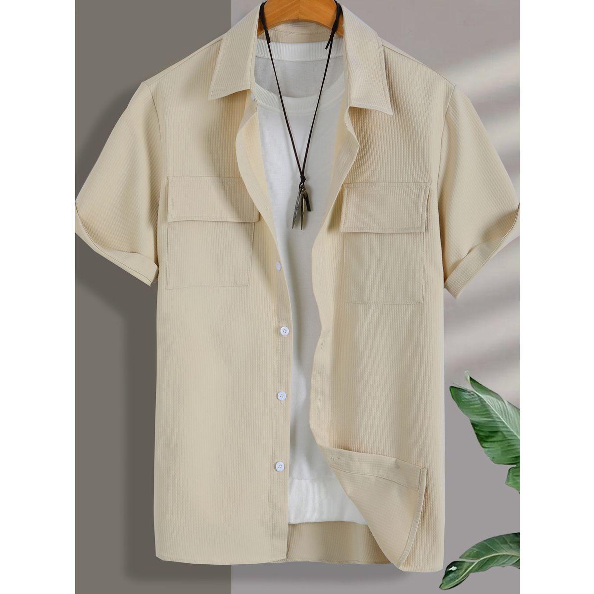 Styli Textured Regular Fit Shirt with Flap Pocket-men-clothing-shirts-image-1