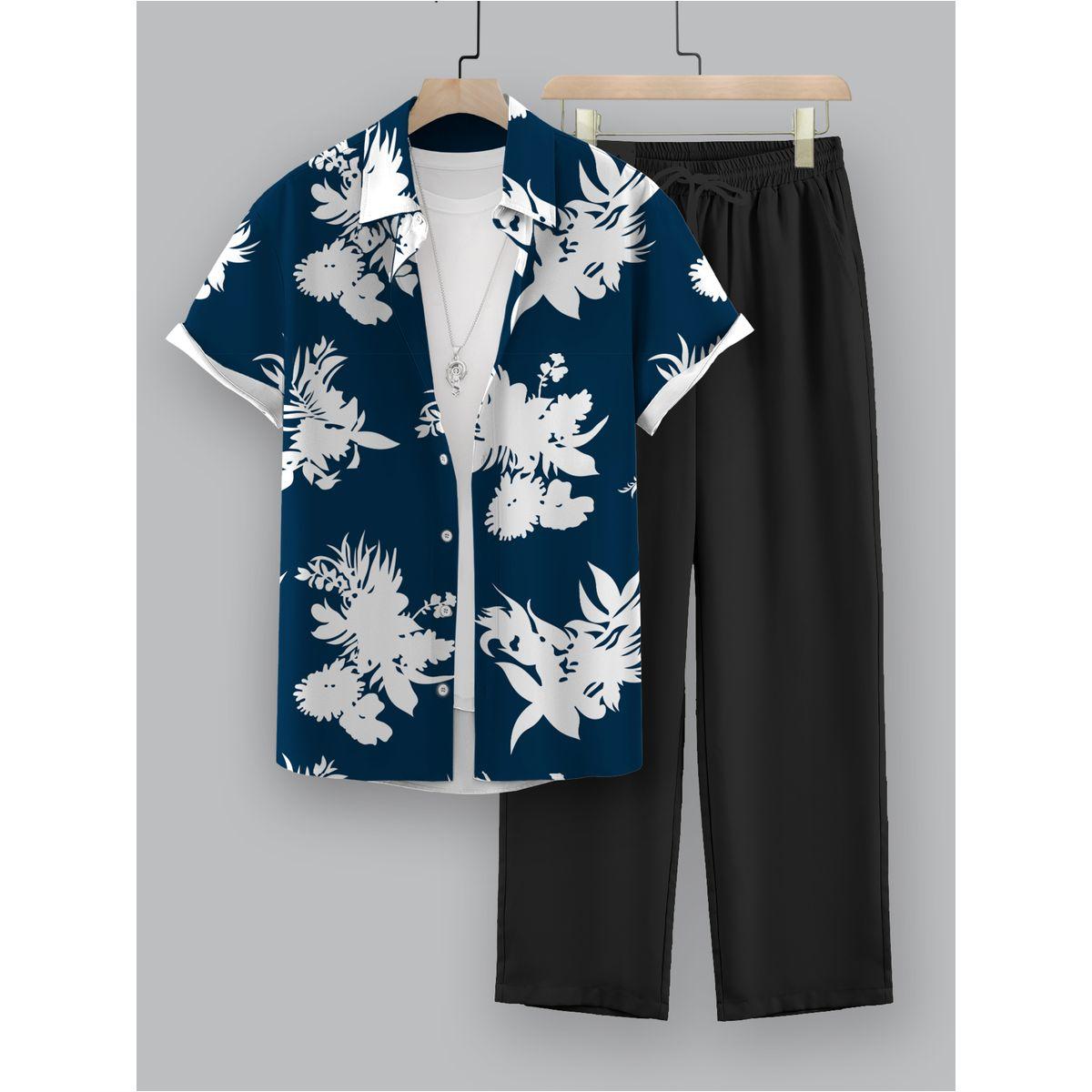 Styli Graphic Print Button Up Shirt and Pants Co-Ords-men-clothing-coordsets-image-1