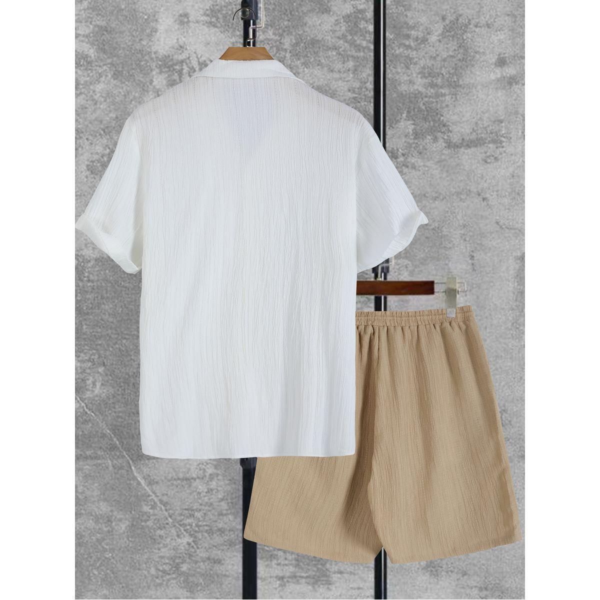 Styli Textured Button Up Shirt and Shorts Co-Ords-men-clothing-coordsets-image-2