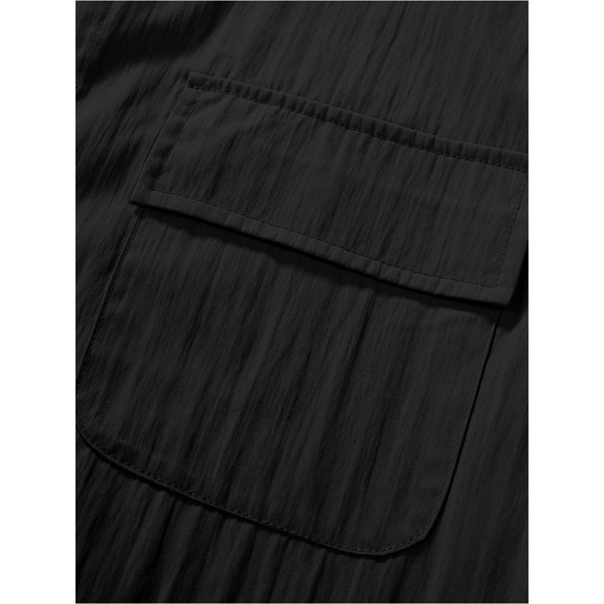 طقم منسق من شورت وقميص سادة بتفاصيل جيب-men-clothing-coordsets-image-4