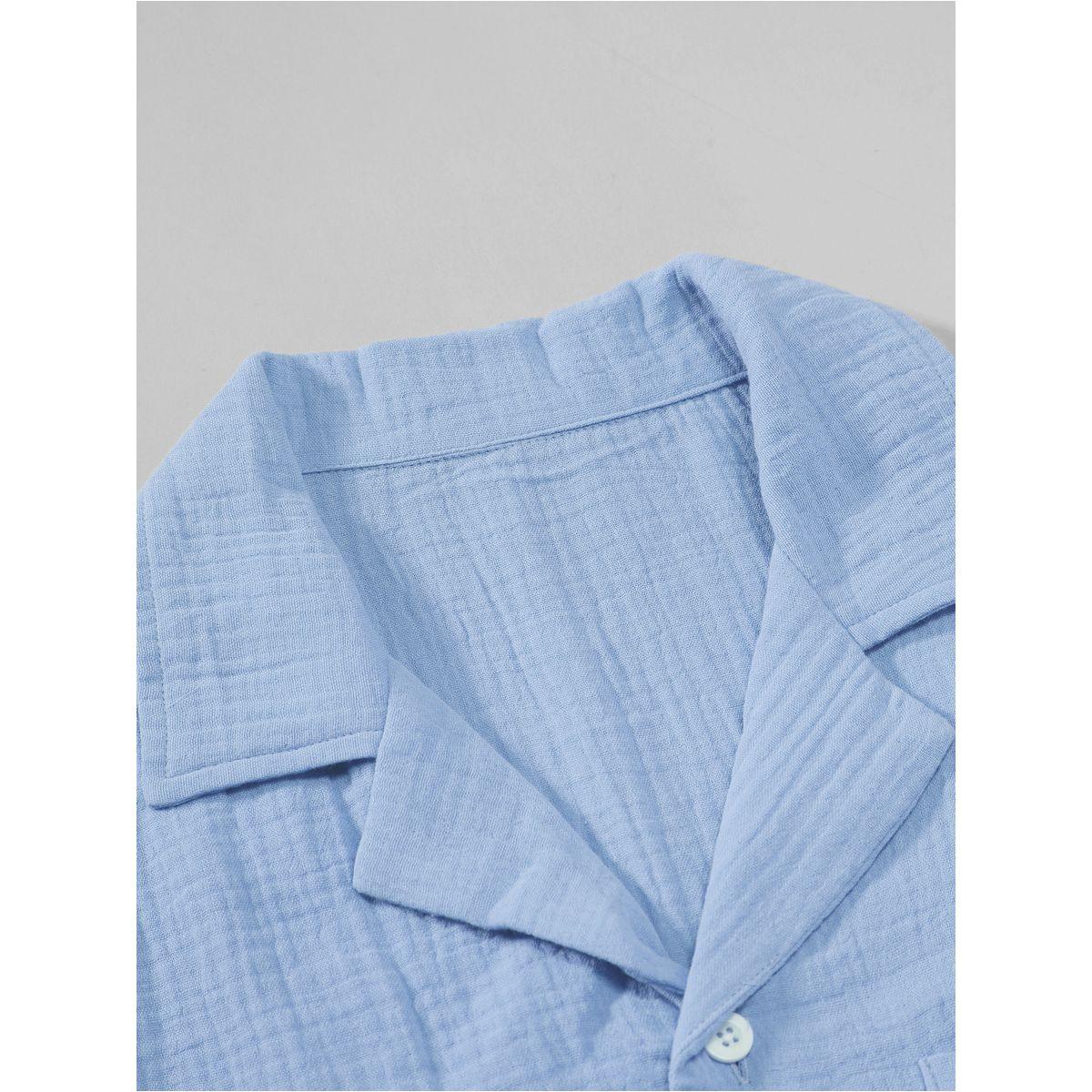 Styli Men Blue Resort Collar Shirt with Patch Pocket-men-clothing-shirts-image-2