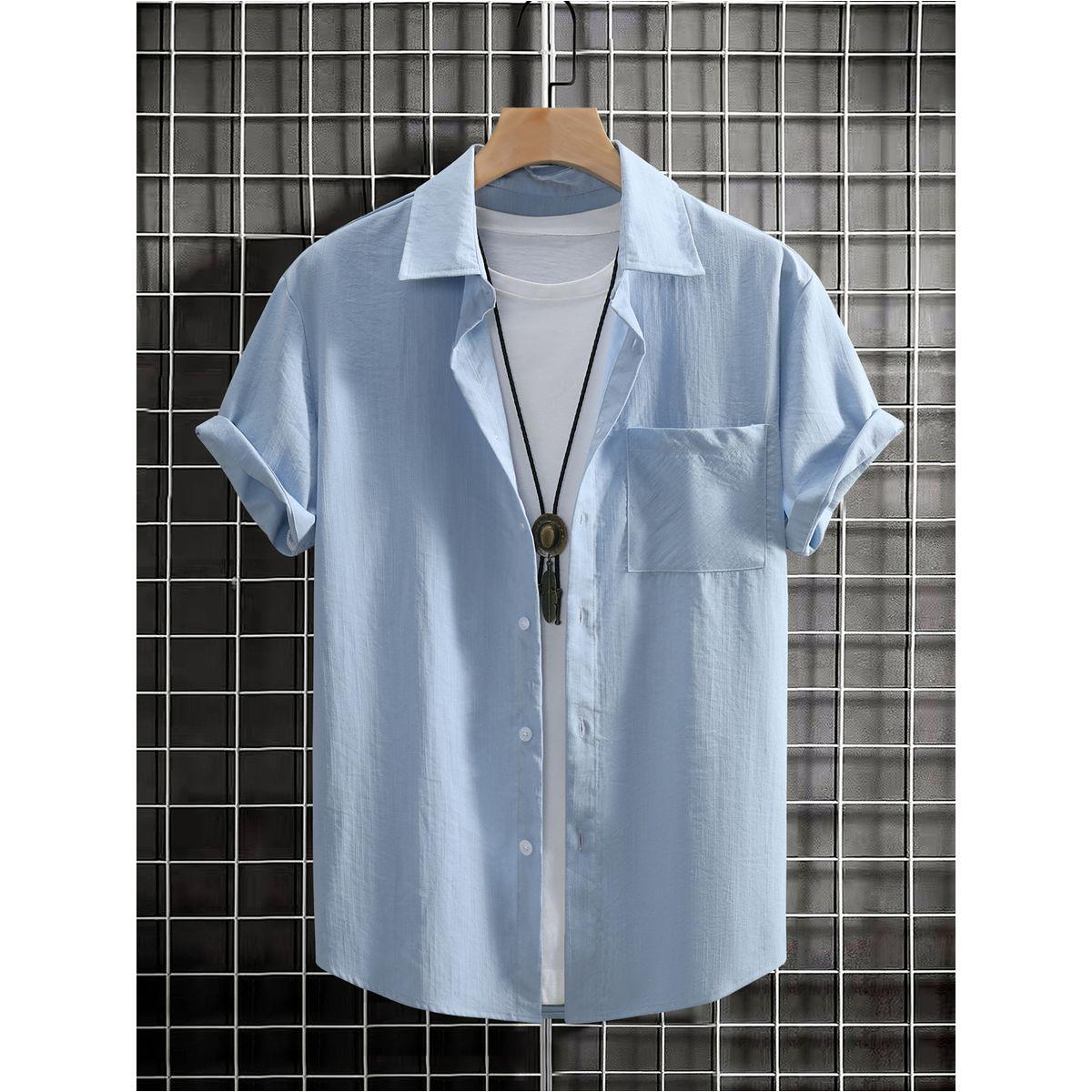 Styli Men Solid Pocket Detail Button Up Shirt-men-clothing-shirts-image-1