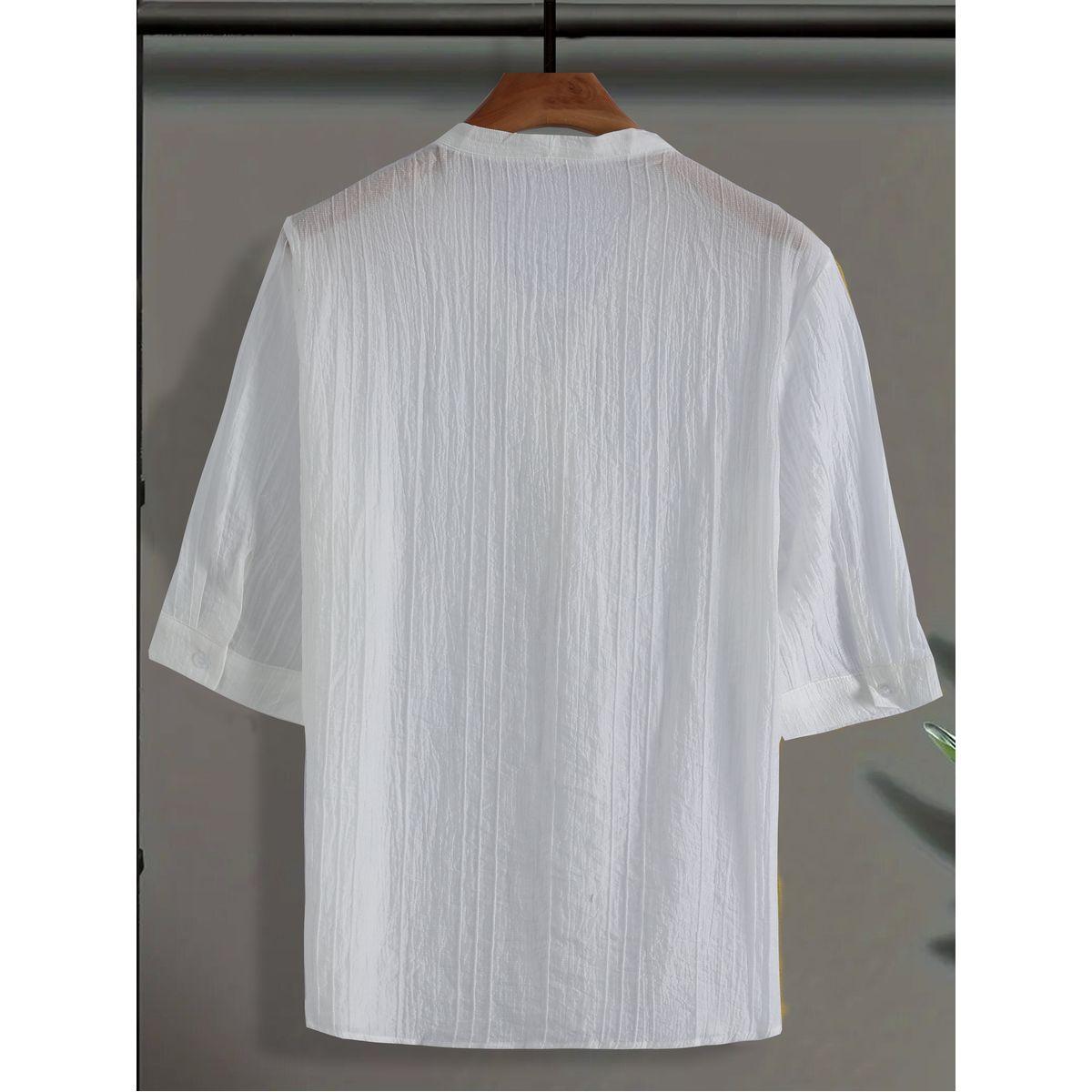 Styli Men White Textured Drawstring Front T-Shirt-men-clothing-tshirtsandpolos-tshirts-image-2