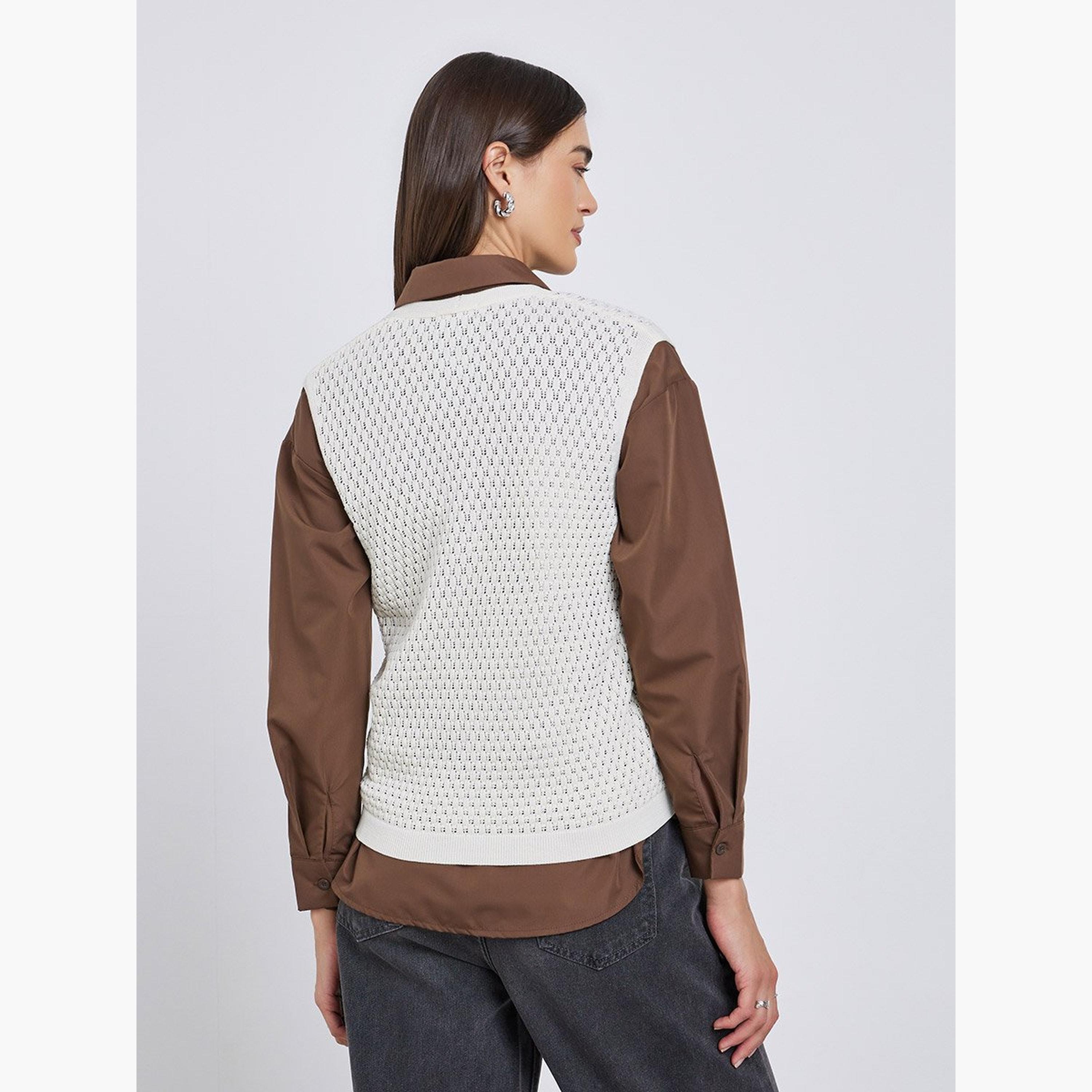 ستايلي - بلوزة محبوكة بيضاء بدون أكمام-women-clothing-tshirts-image-5