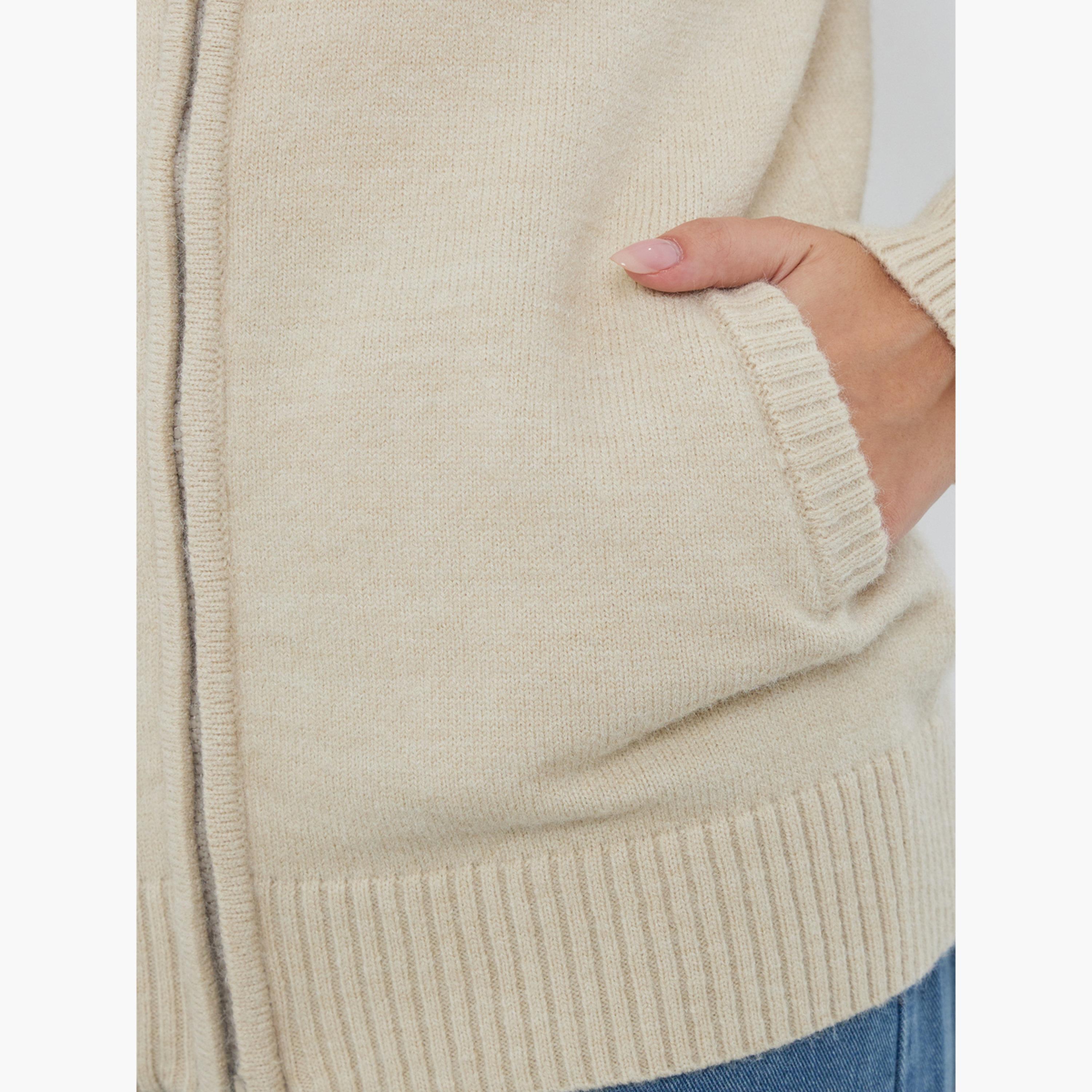 Styli Beige Off Shoulder Knit Top with Front Zip-women-clothing-shirtsandblouses-blouses-image-5