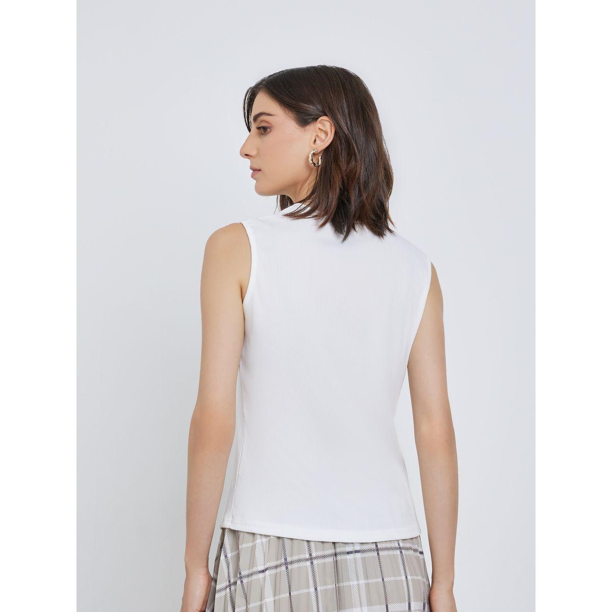بلوزة محبوكة بلا أكمام ومزينة بربطة فيونكة-women-clothing-tshirts-image-4
