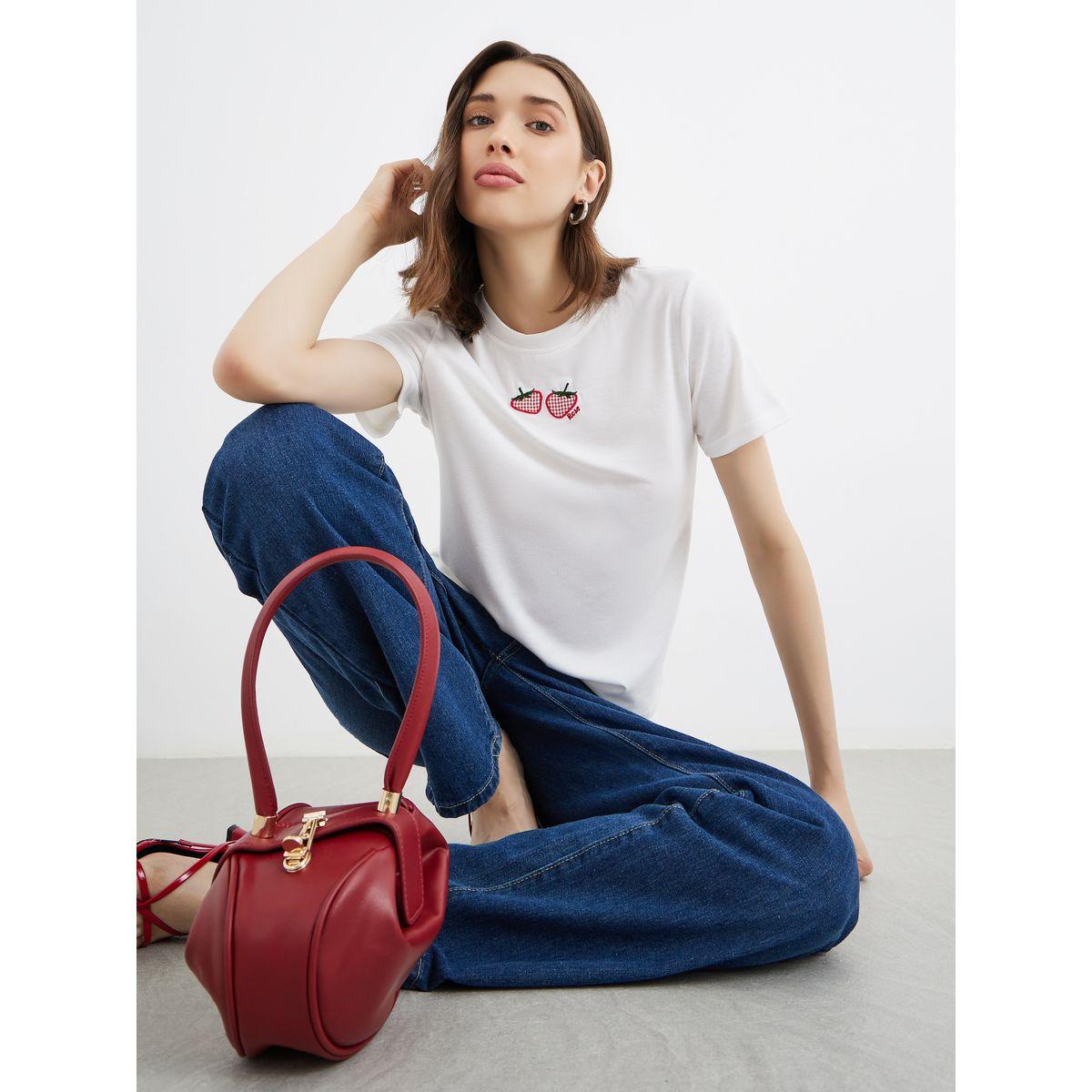 Styli Embroidered Strawberry Pattern Oversized T-Shirt-women-clothing-tshirts-image-1