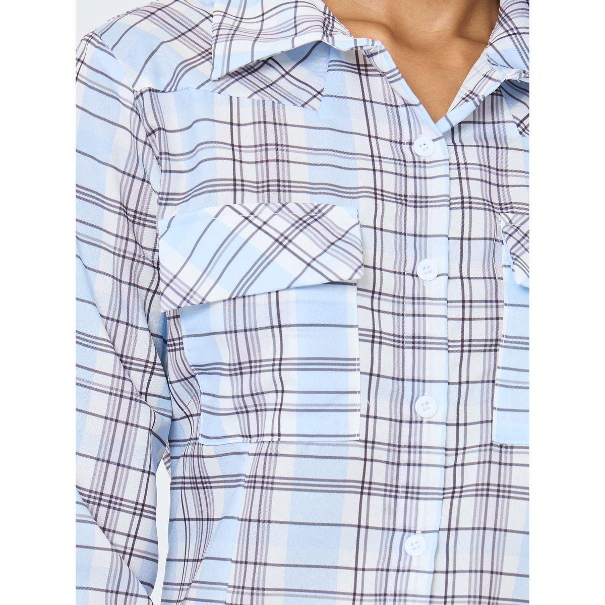 Styli Checked Print Buttoned Shirt with Pockets-women-clothing-shirtsandblouses-shirts-image-3