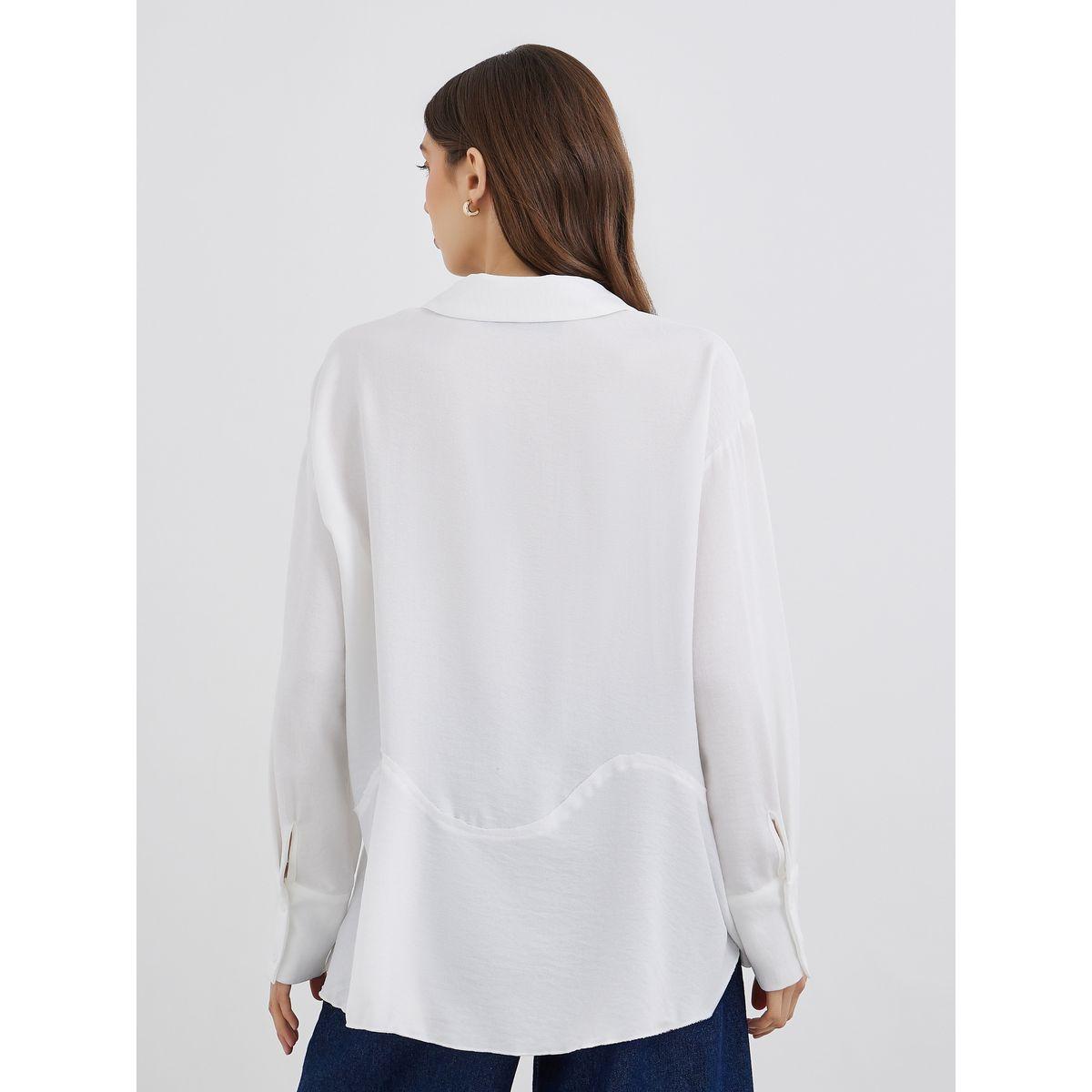 بلوزة فضفاضة سادة بحافة غير متماثلة-women-clothing-shirtsandblouses-shirts-image-6