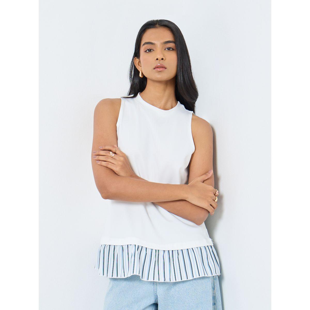 Styli Striped Hem Sleeveless Round Neck Top-women-clothing-shirtsandblouses-blouses-image-2