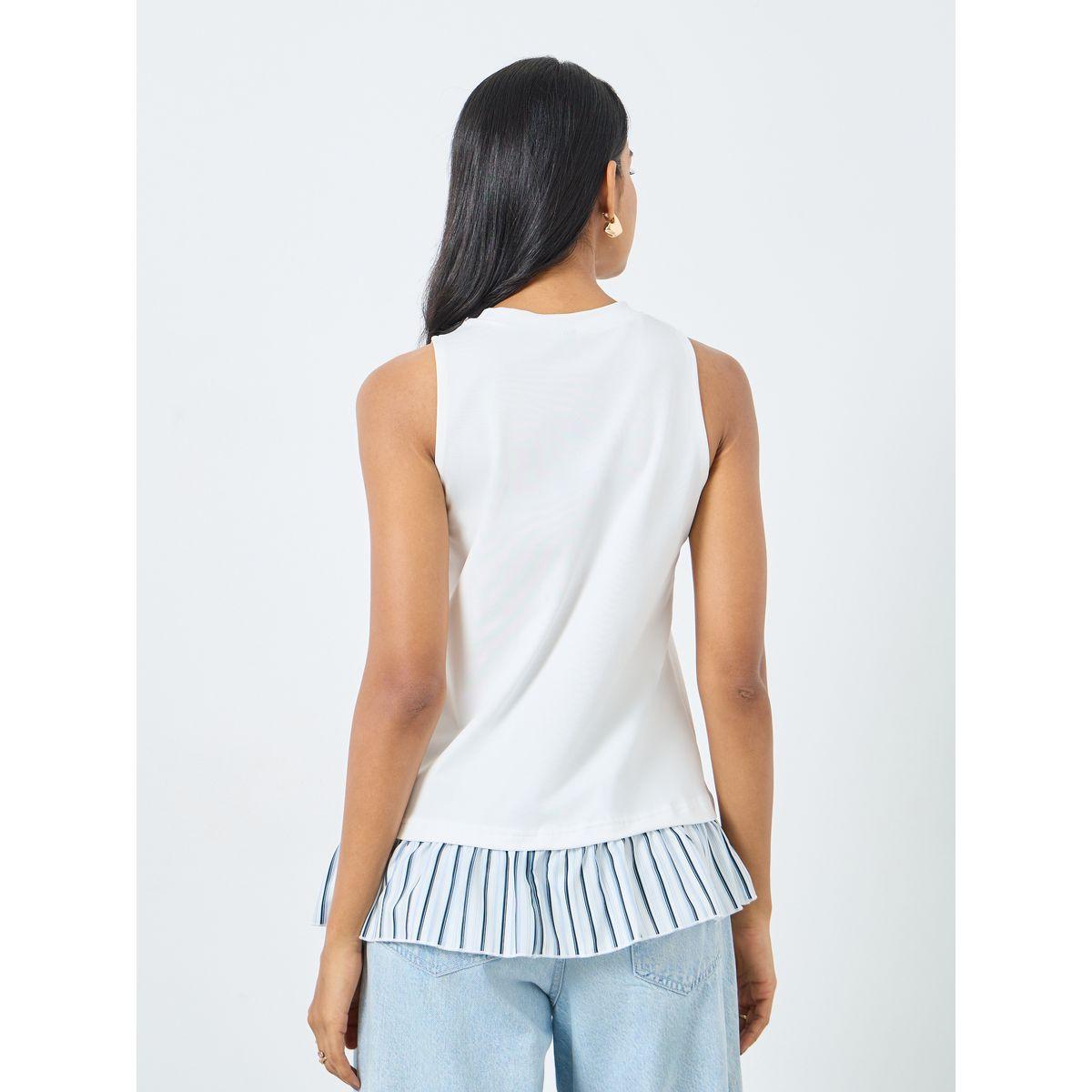 بلوزة بحافة مخططة بدون أكمام-women-clothing-shirtsandblouses-blouses-image-4