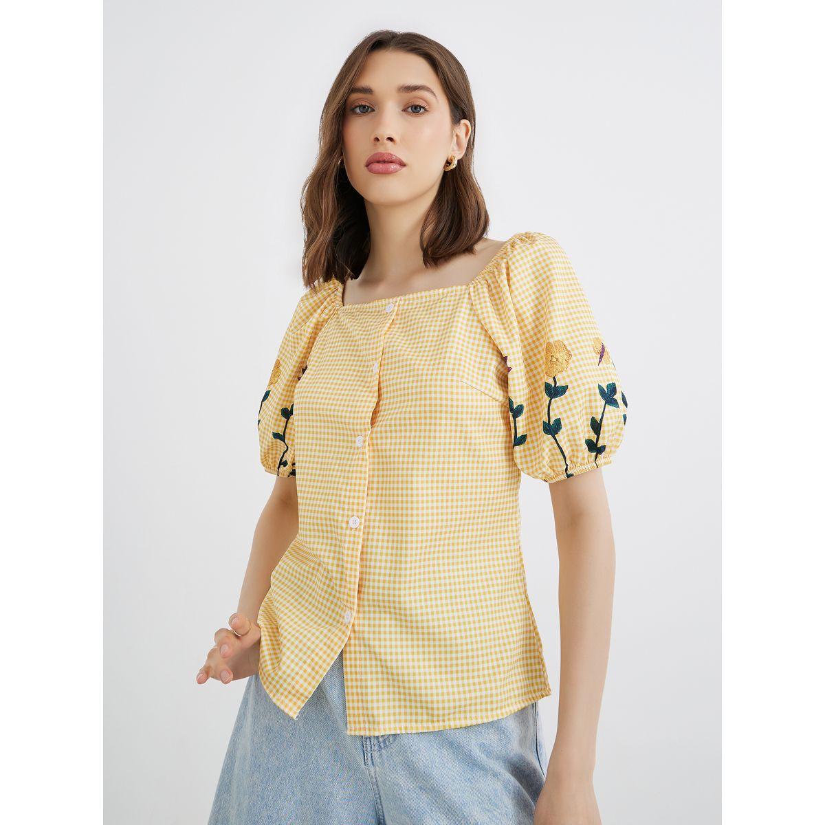 Styli Floral Print Puff Sleeve Buttoned Blouse-women-clothing-shirtsandblouses-blouses-image-1