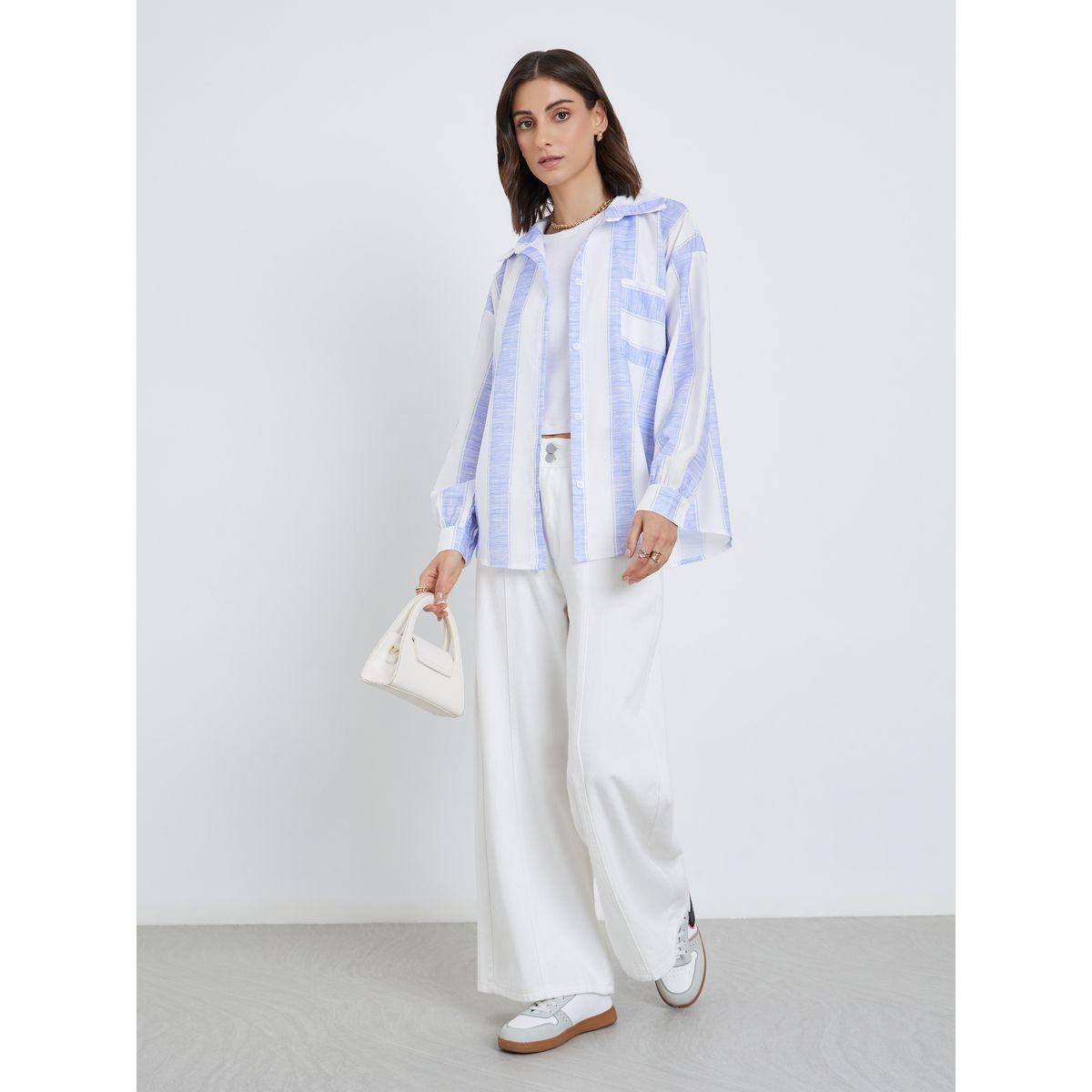 Styli Women Striped Long Sleeve Oversized Shirt with Pocket Detail-women-clothing-shirtsandblouses-shirts-image-3