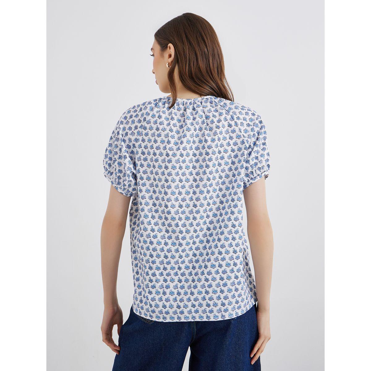 بلوزة مطبعة بالكامل مع ياقة بأربطة وأكمام منفوخة-women-clothing-shirtsandblouses-blouses-image-5