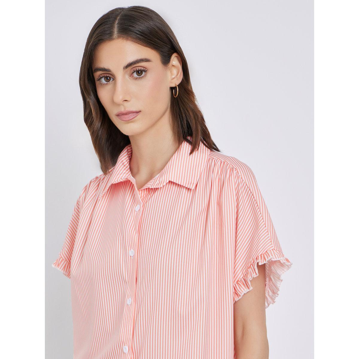 Styli Women Striped Ruffled Oversized Shirt-women-clothing-tshirts-image-3