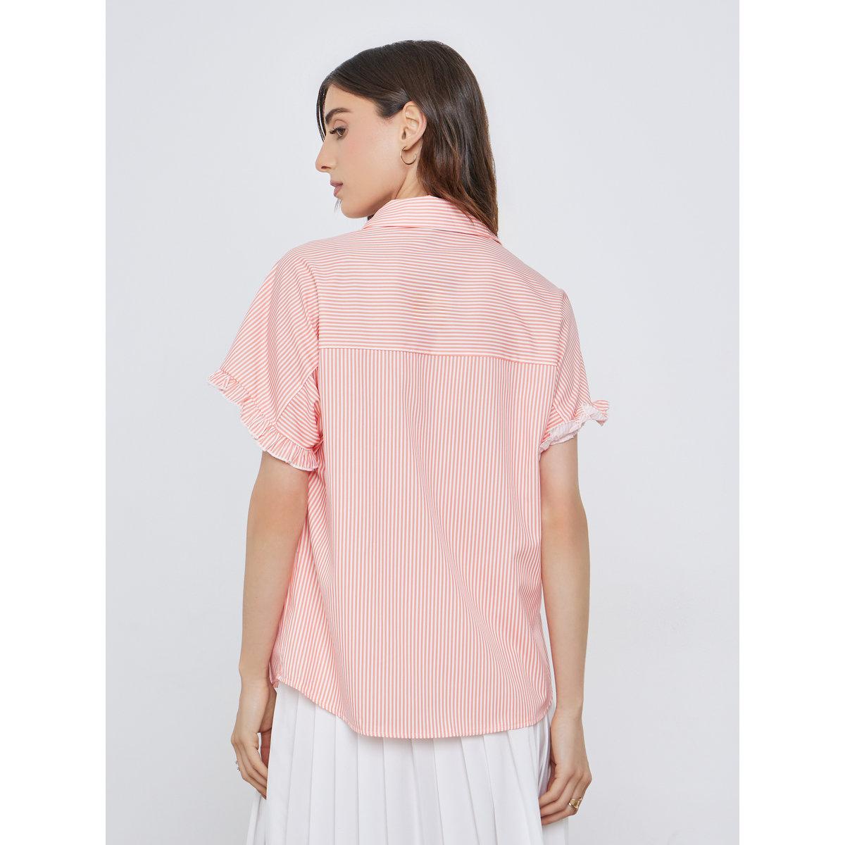 Styli Women Striped Ruffled Oversized Shirt-women-clothing-tshirts-image-4