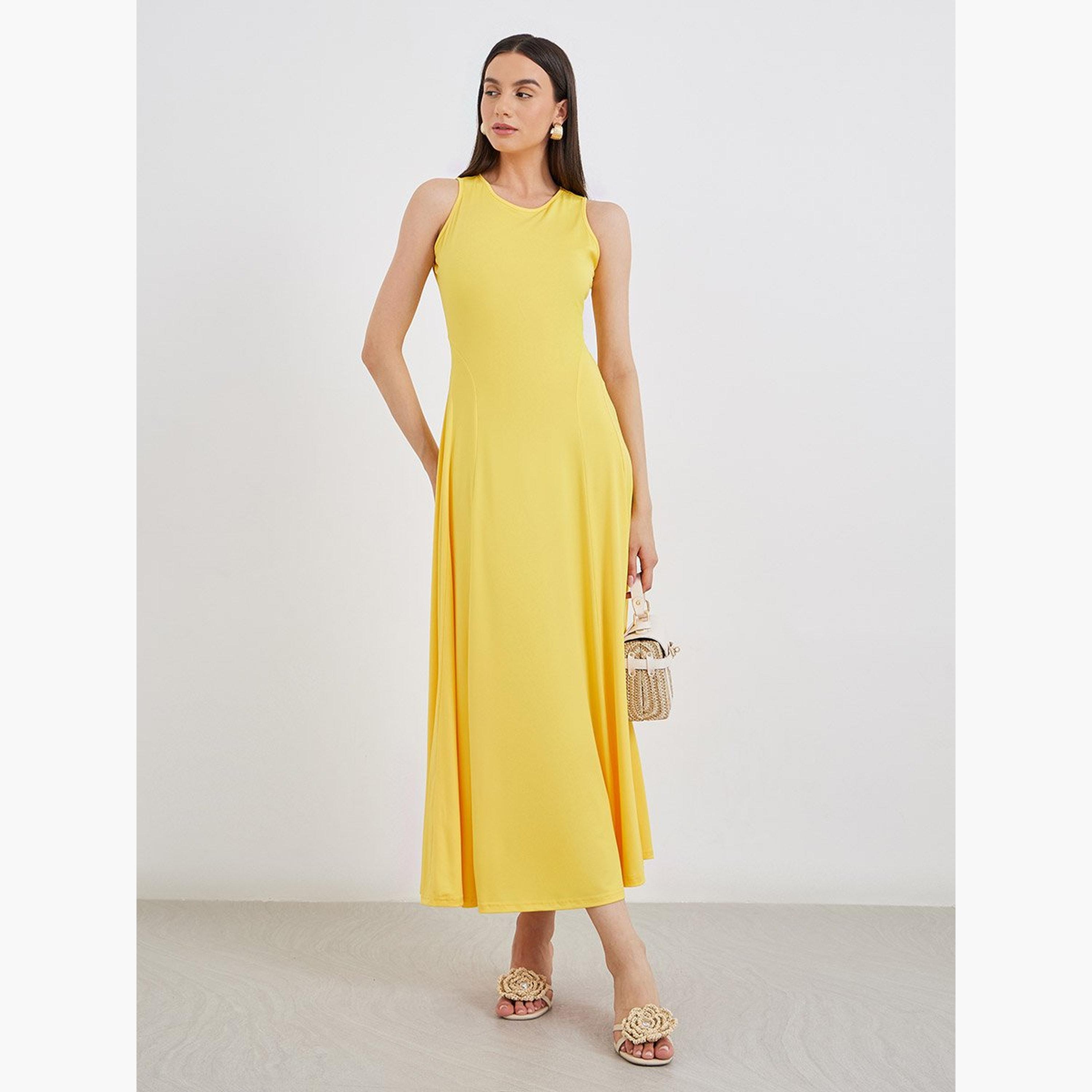 Take Two Solid Knitted Sleeveless A-Line Midi Dress-women-clothing-dresses-image-1