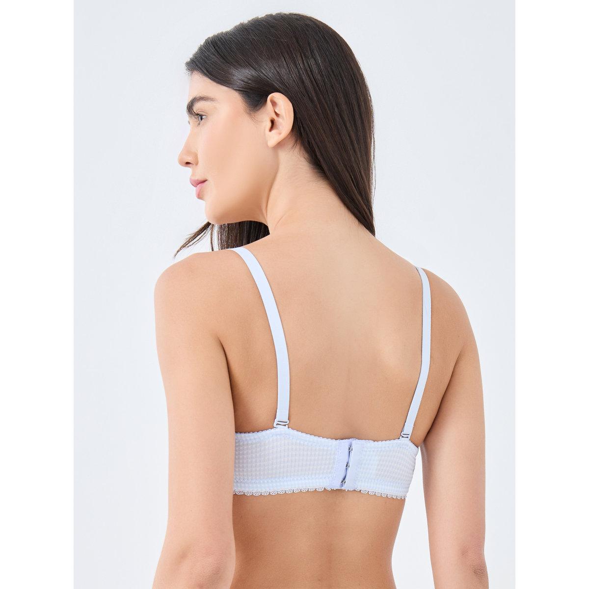 Styli Pack of 2 - Padded Non Wired Gingham Check Print Balconette Bra-women-clothing-lingerie-bras-image-4