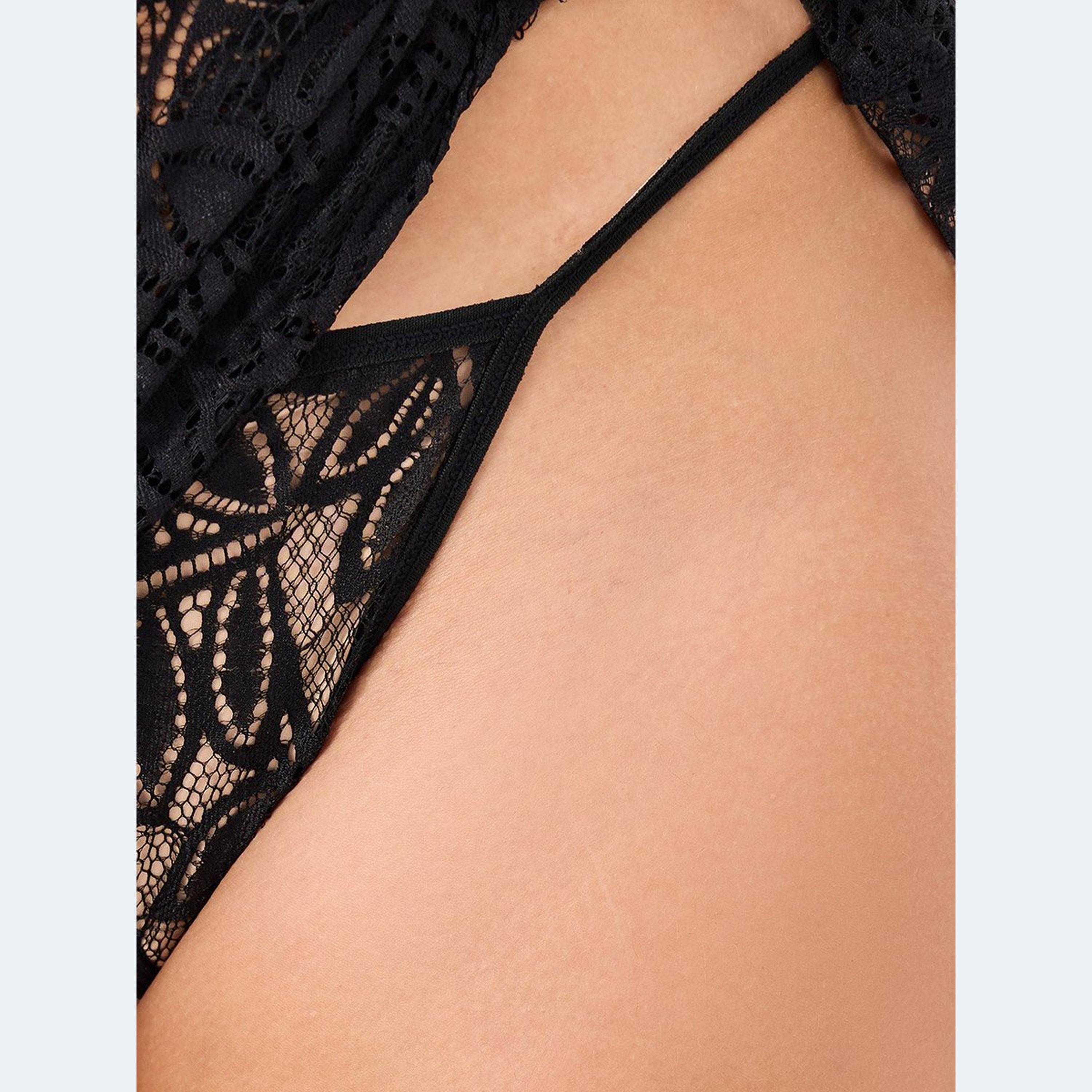 Styli Criss Cross Apex Strap Detail Lace Slip with Scallop Hem and Thong-women-clothing-lingerie-babydollsandbodysuits-image-4