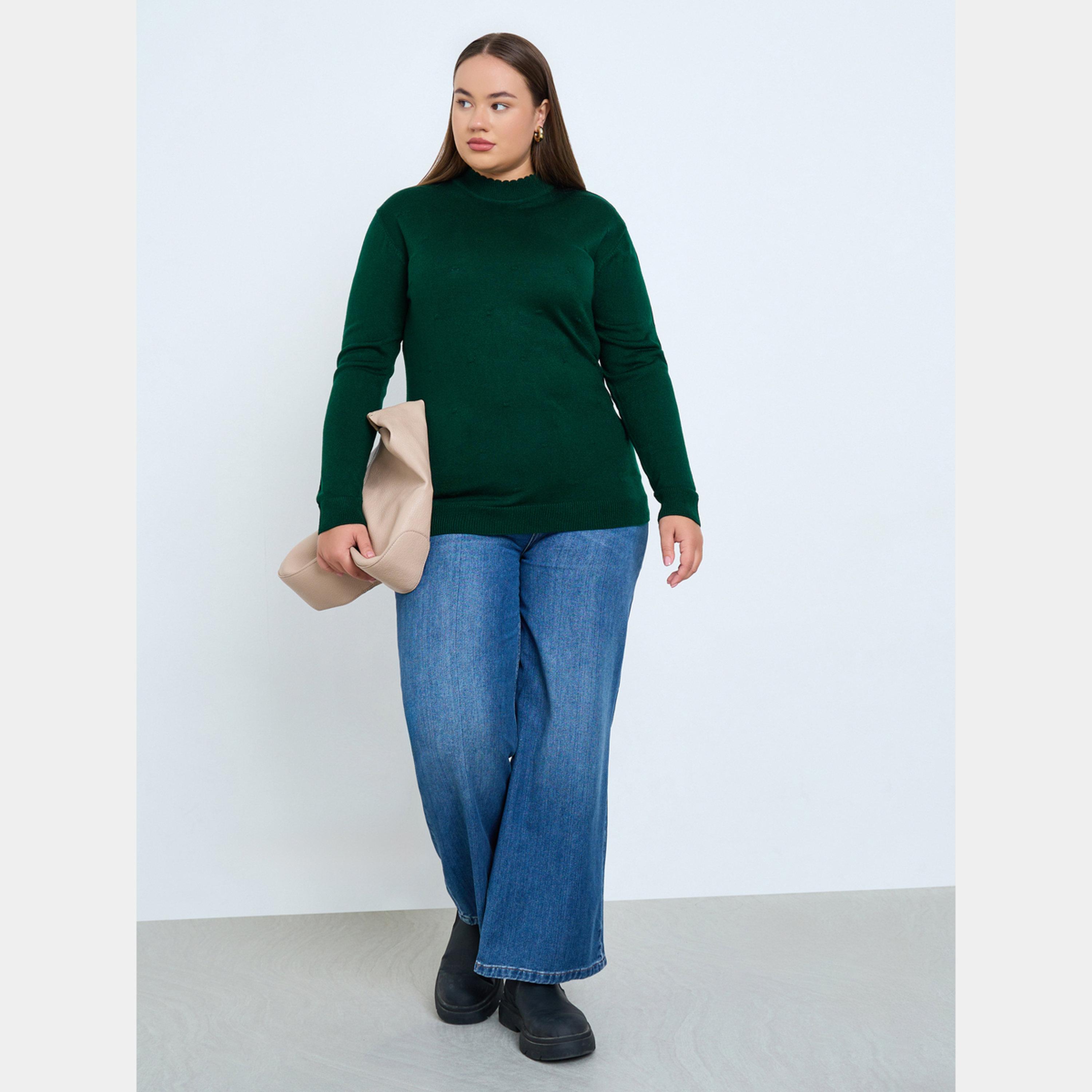 ستايلي - سترة نسائية سادة ضيقة بأكمام طويلة ورقبة عالية ومقاس واسع-women-clothing-cardigansandjumpers-jumpers-image-2