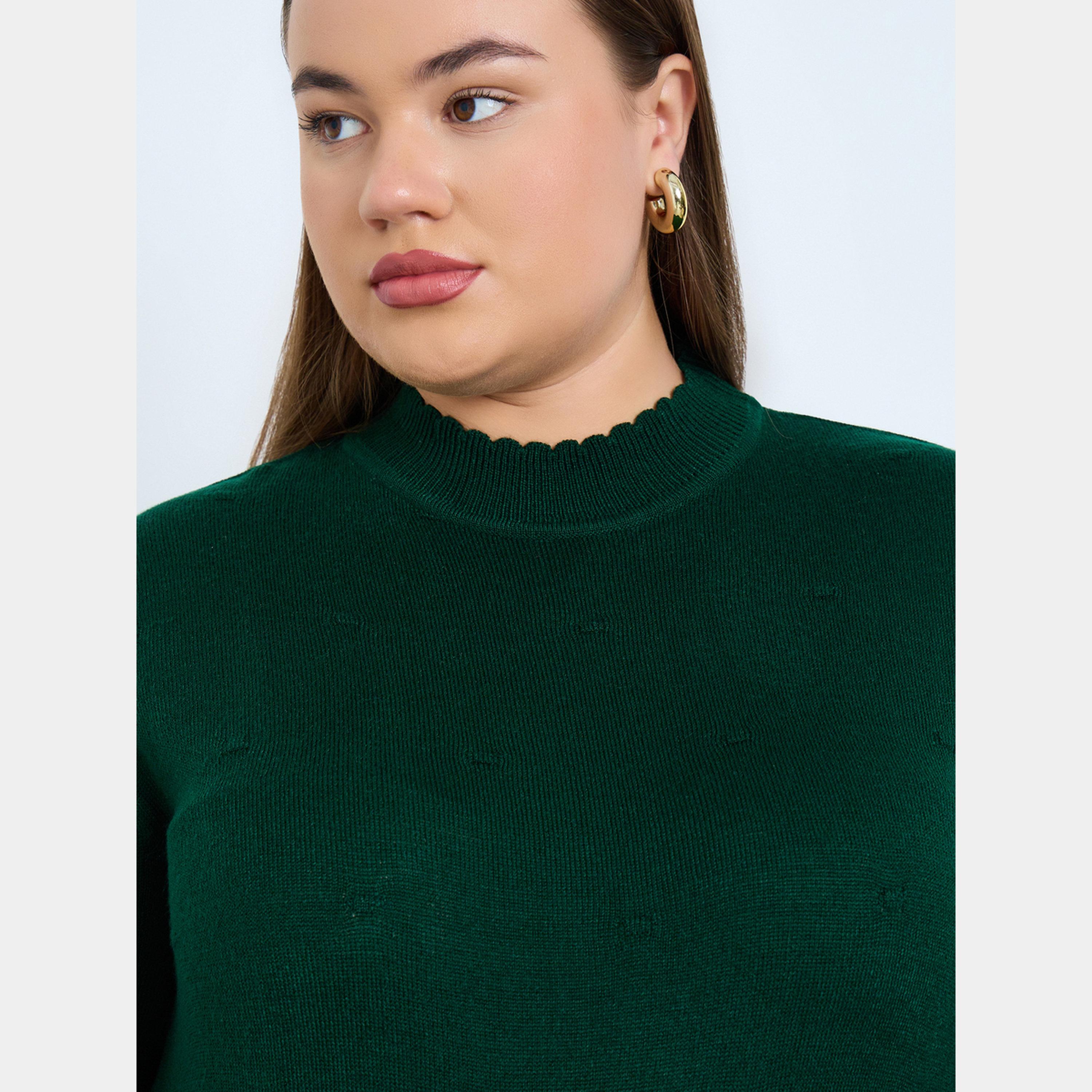 ستايلي - سترة نسائية سادة ضيقة بأكمام طويلة ورقبة عالية ومقاس واسع-women-clothing-cardigansandjumpers-jumpers-image-3