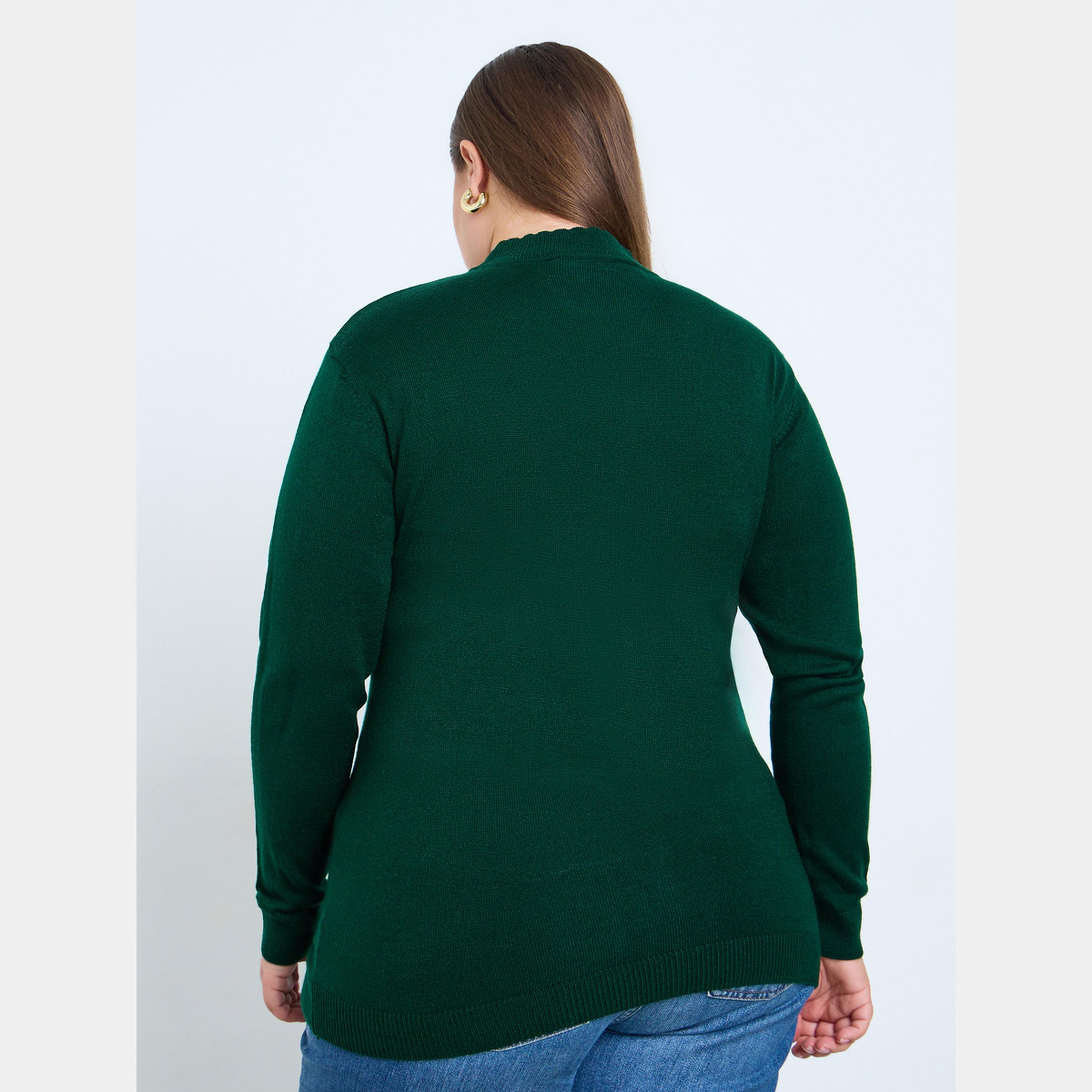 ستايلي - سترة نسائية سادة ضيقة بأكمام طويلة ورقبة عالية ومقاس واسع-women-clothing-cardigansandjumpers-jumpers-image-4