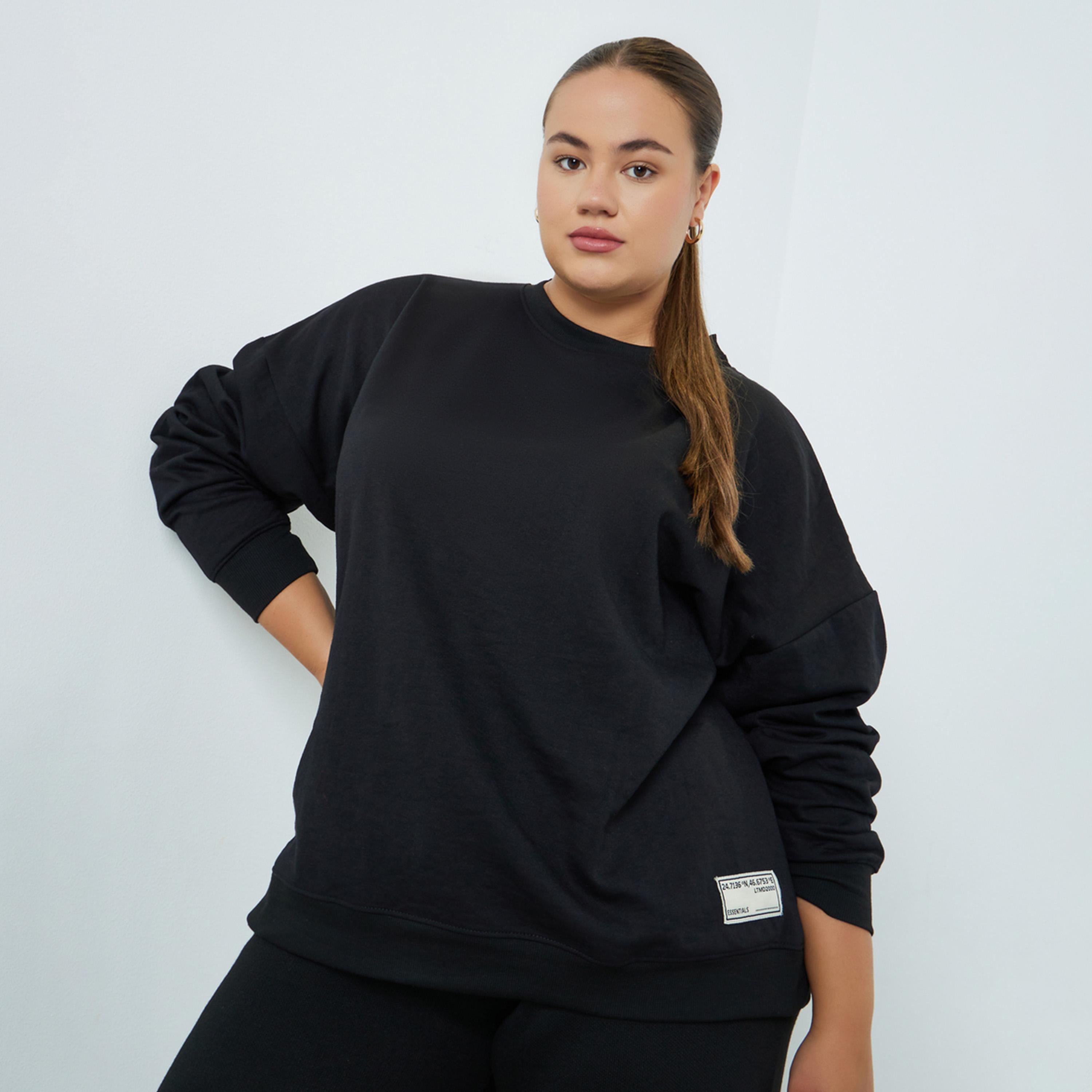 ستايلي - سويت شيرت طويل مقاس كبير اوفر سايز -women-winterwear-hoodiesandsweatshirts-sweatshirts-image-1