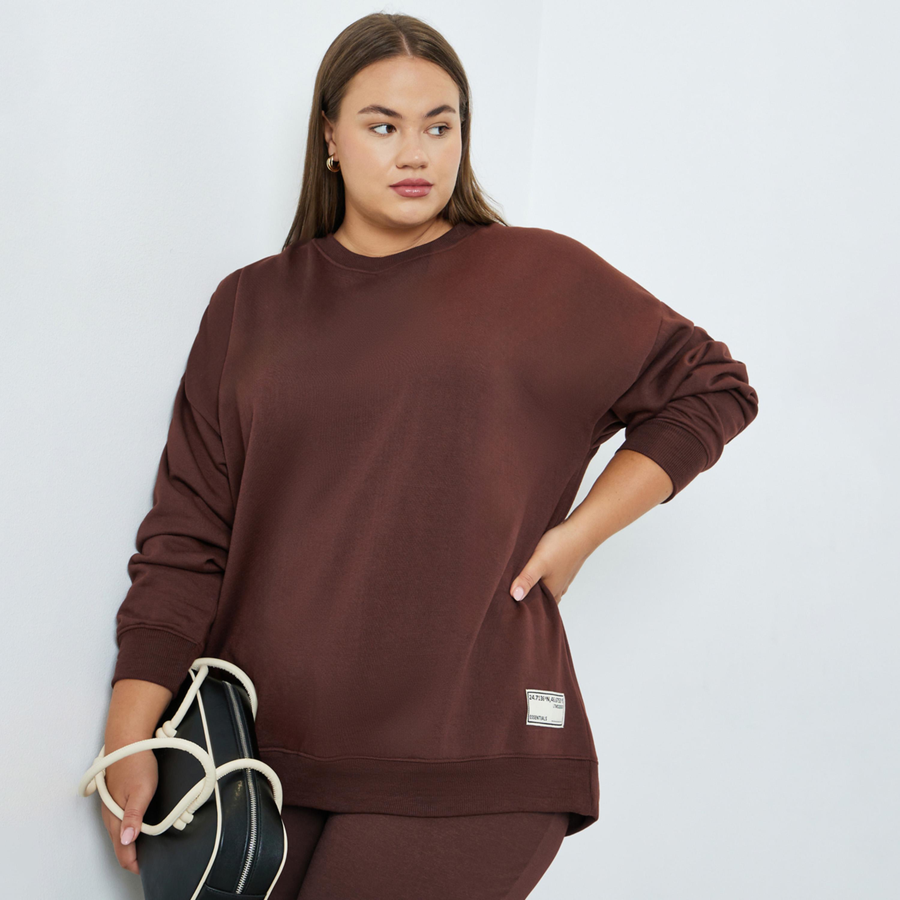 ستايلي - سويت شيرت طويل مقاس كبير اوفر سايز -women-winterwear-hoodiesandsweatshirts-sweatshirts-image-1