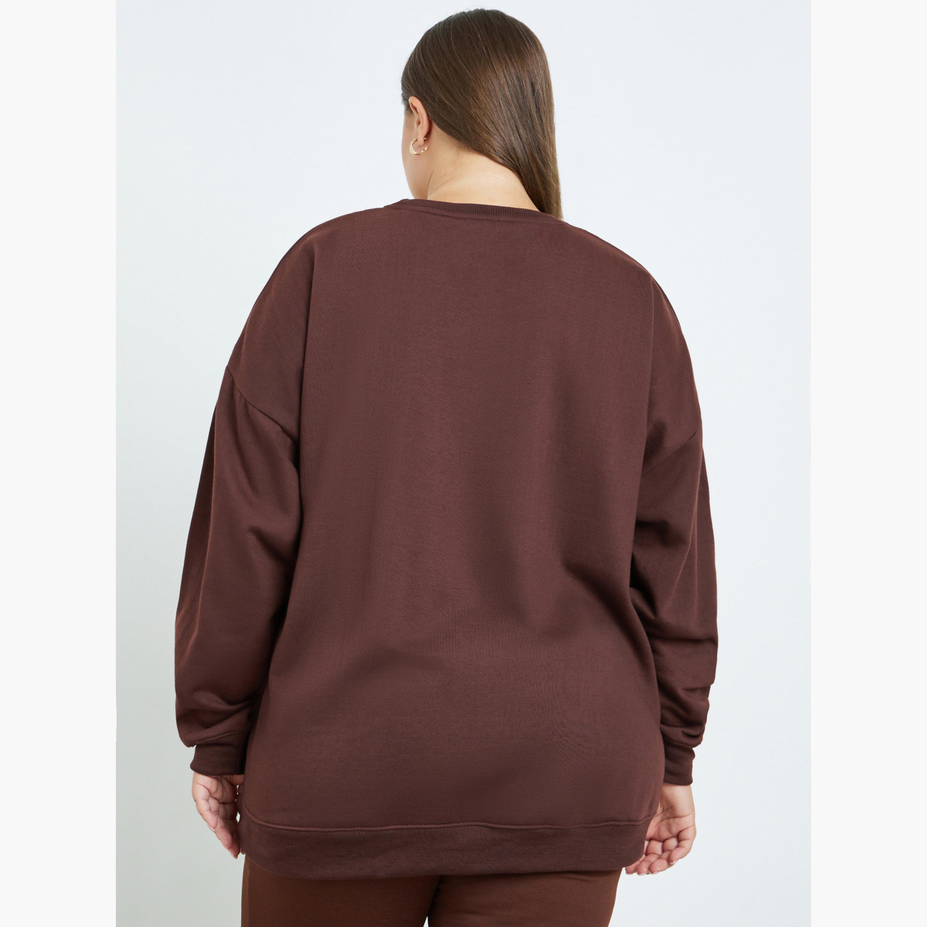ستايلي - سويت شيرت طويل مقاس كبير اوفر سايز -women-winterwear-hoodiesandsweatshirts-sweatshirts-image-4